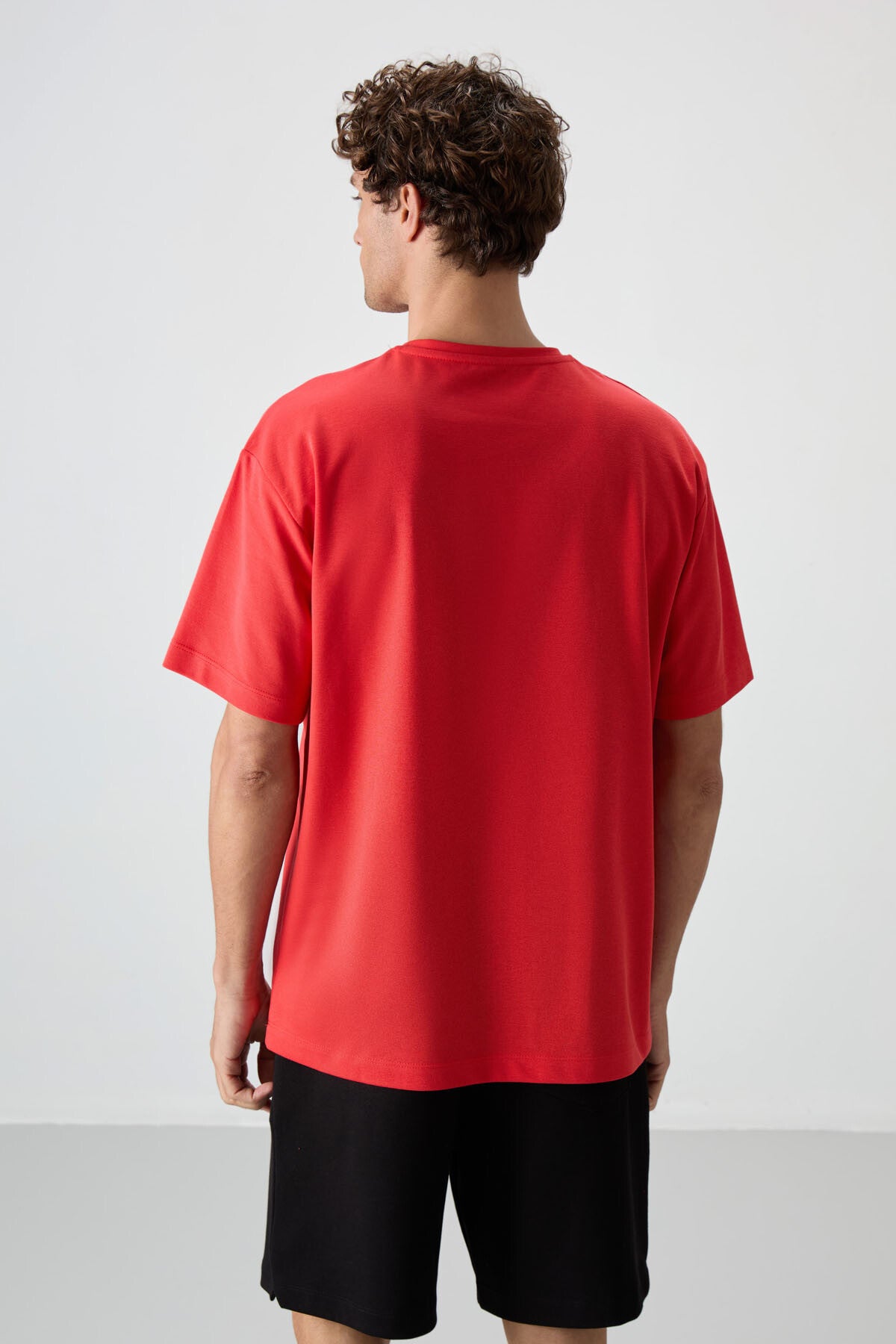 Fiesta Pamuklu Kalın Yüzeyi Dokulu Oversize Fit Baskılı Erkek T-Shirt - 88364