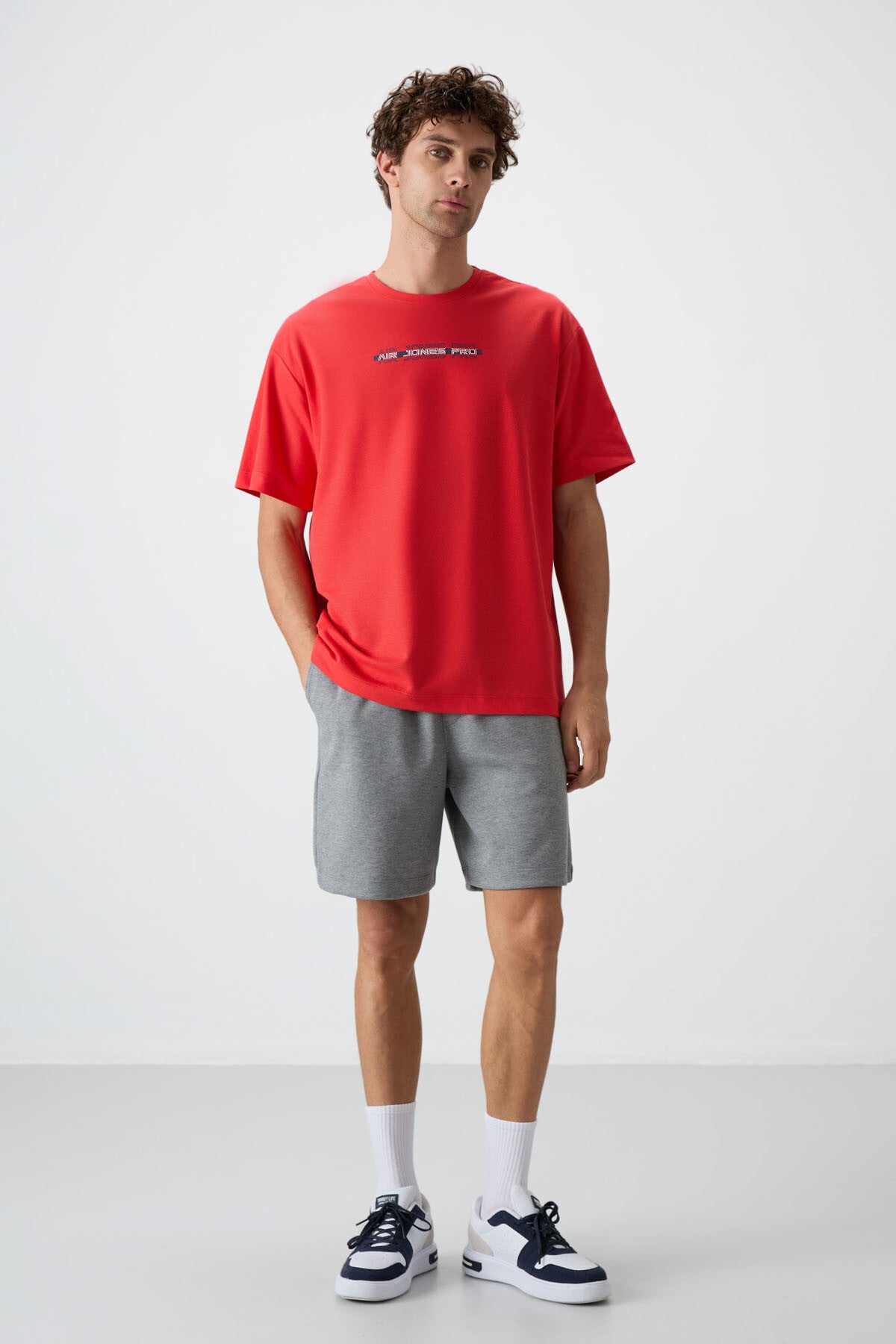 Fiesta Pamuklu Kalın Yüzeyi Dokulu Oversize Fit Baskılı Erkek T-Shirt - 88365