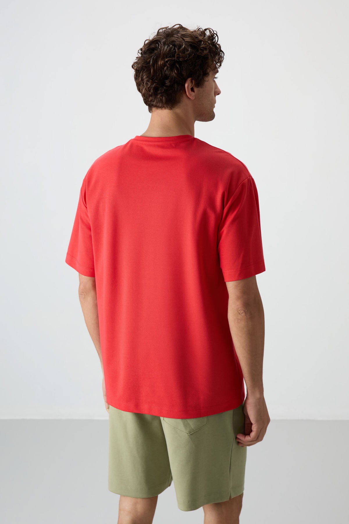 Fiesta Pamuklu Kalın Yüzeyi Dokulu Oversize Fit Baskılı Erkek T-Shirt - 88366