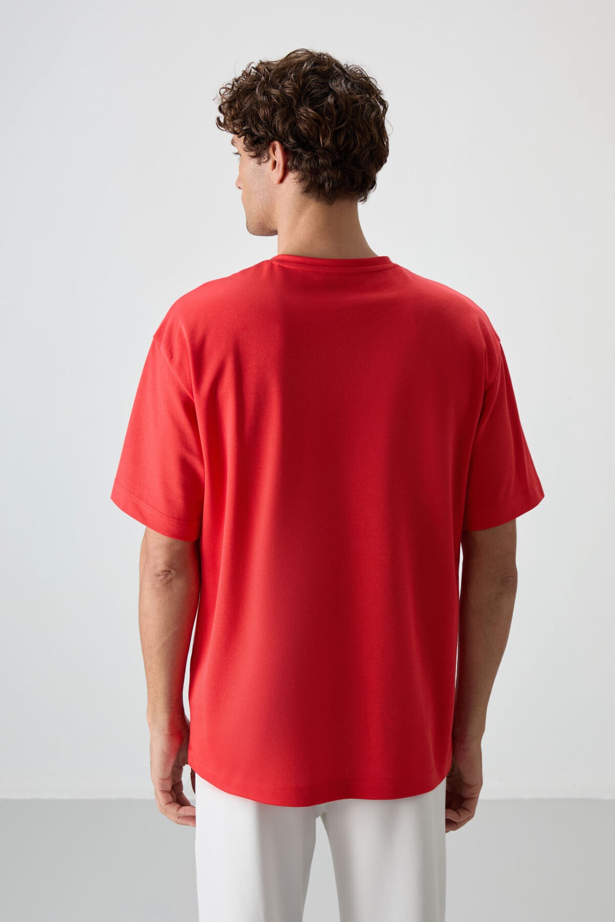 Fiesta Pamuklu Kalın Yüzeyi Dokulu Oversize Fit Baskılı Erkek T-Shirt - 88367