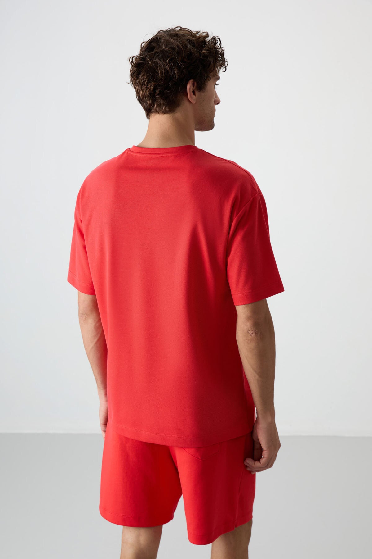 Fiesta Pamuklu Kalın Yüzeyi Dokulu Oversize Fit Baskılı Erkek T-Shirt - 88368