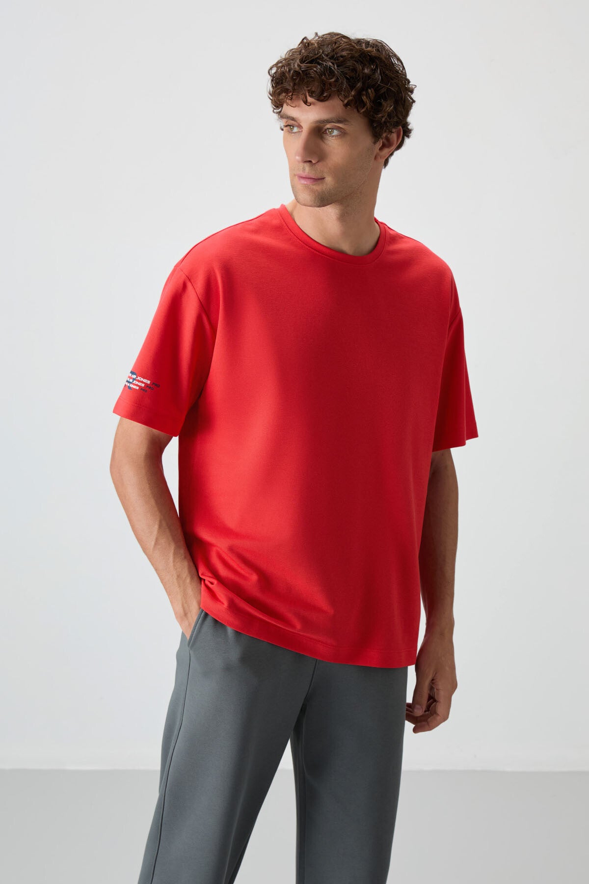 Fiesta Pamuklu Kalın Yüzeyi Dokulu Oversize Fit Baskılı Erkek T-Shirt - 88369