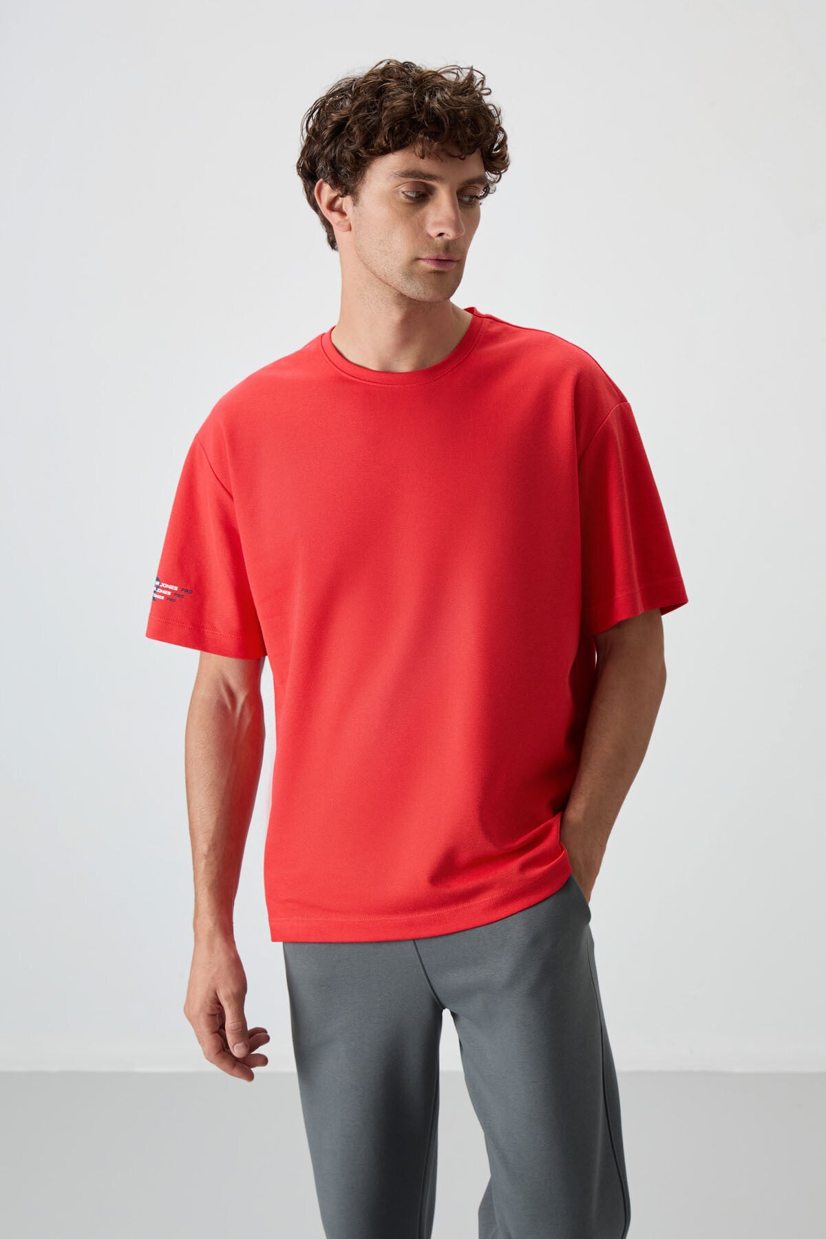 Fiesta Pamuklu Kalın Yüzeyi Dokulu Oversize Fit Baskılı Erkek T-Shirt - 88369