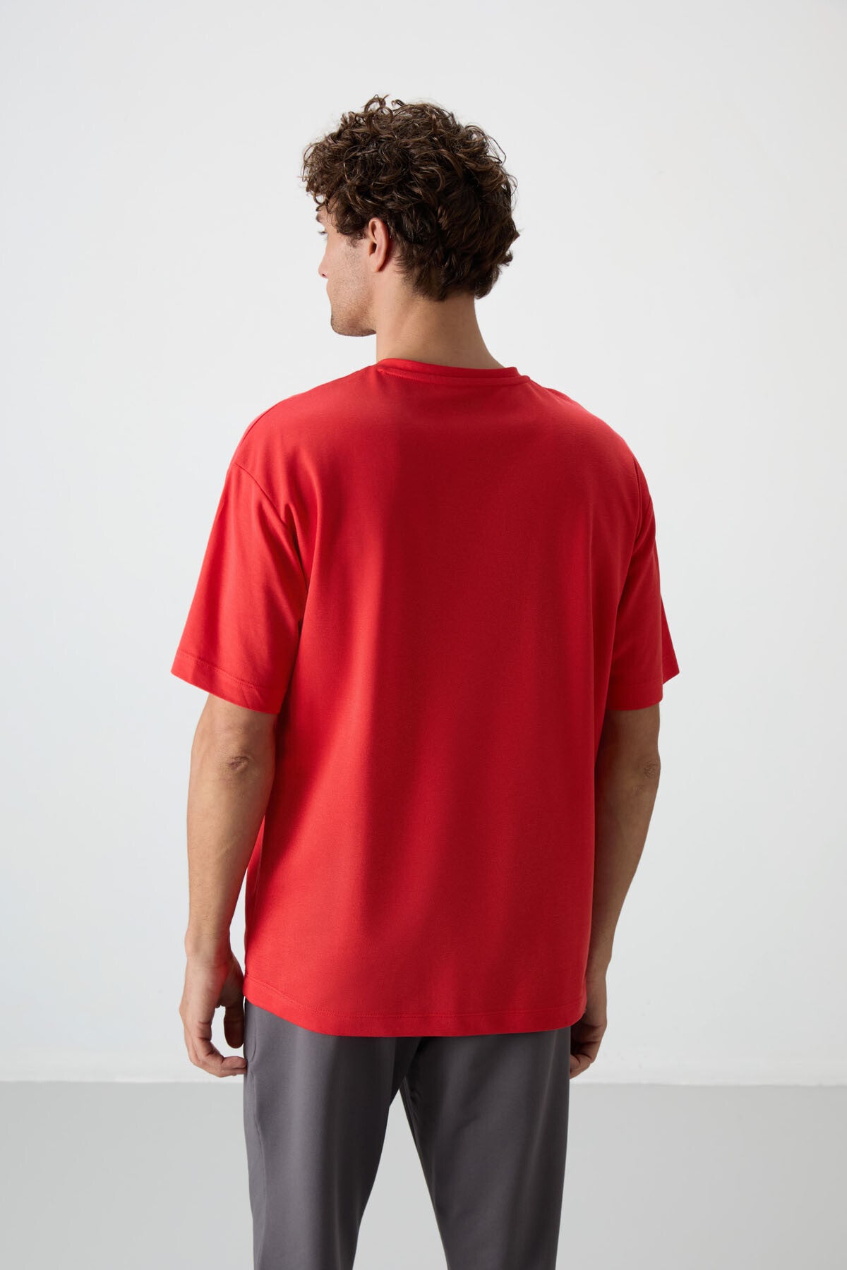 Fiesta Pamuklu Kalın Yüzeyi Dokulu Oversize Fit Baskılı Erkek T-Shirt - 88370