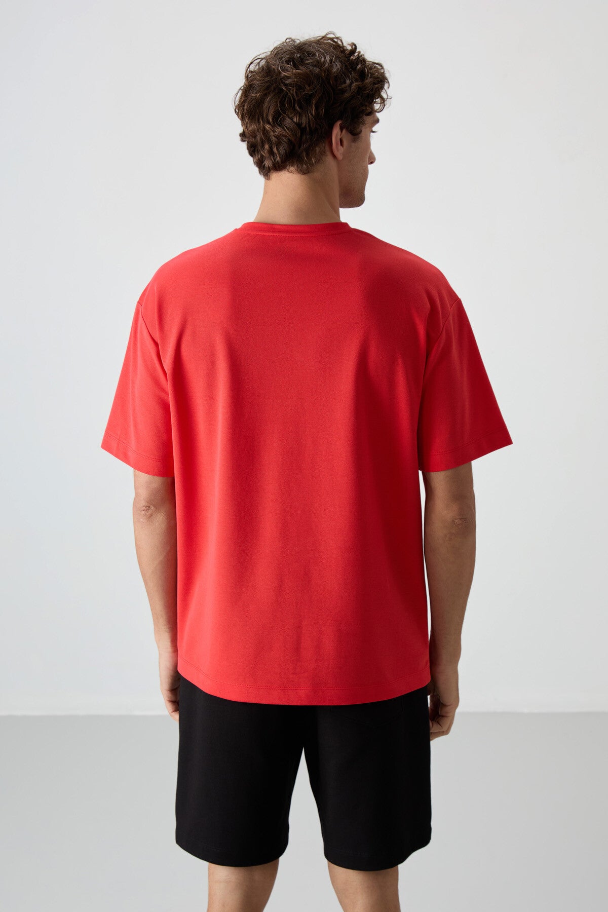 Fiesta Pamuklu Kalın Yüzeyi Dokulu Oversize Fit Baskılı Erkek T-Shirt - 88371