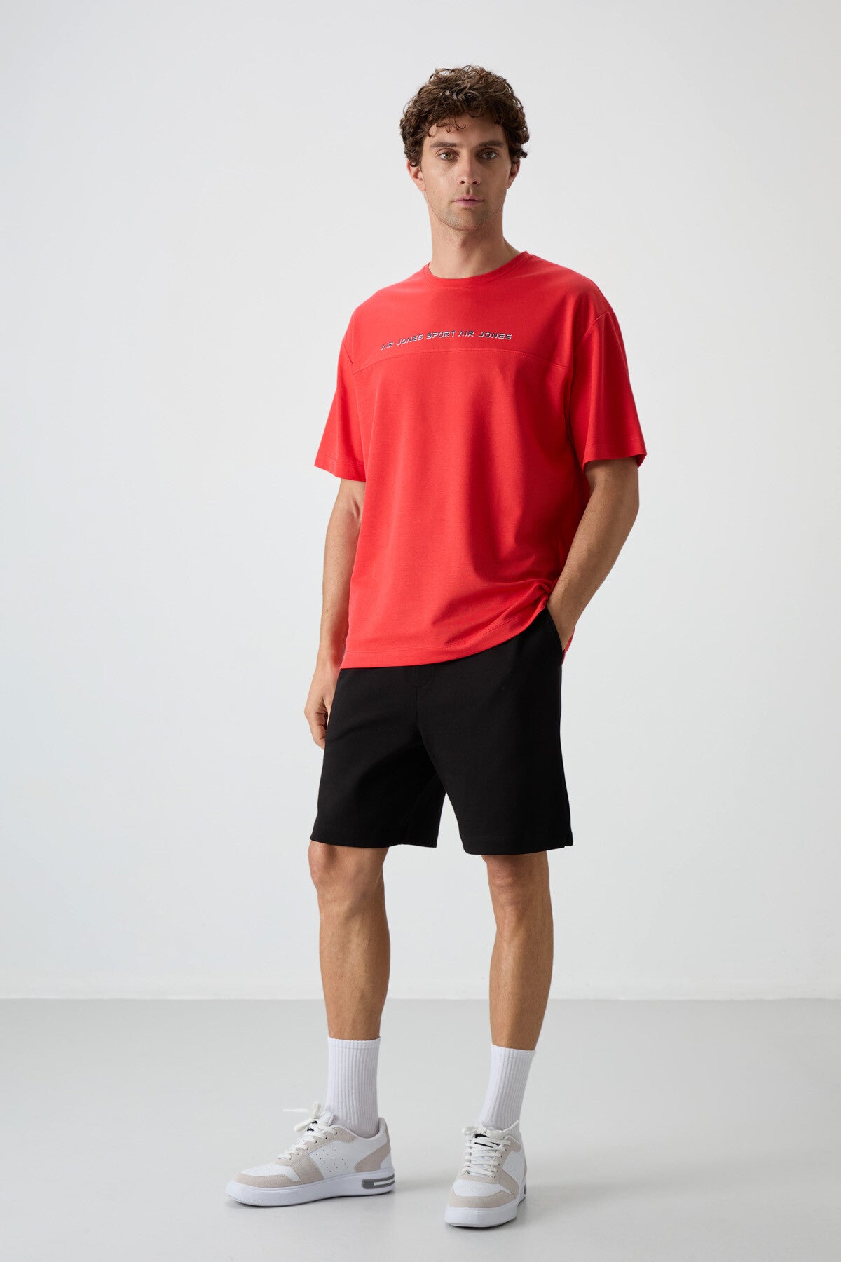 Fiesta Pamuklu Kalın Yüzeyi Dokulu Oversize Fit Baskılı Erkek T-Shirt - 88371