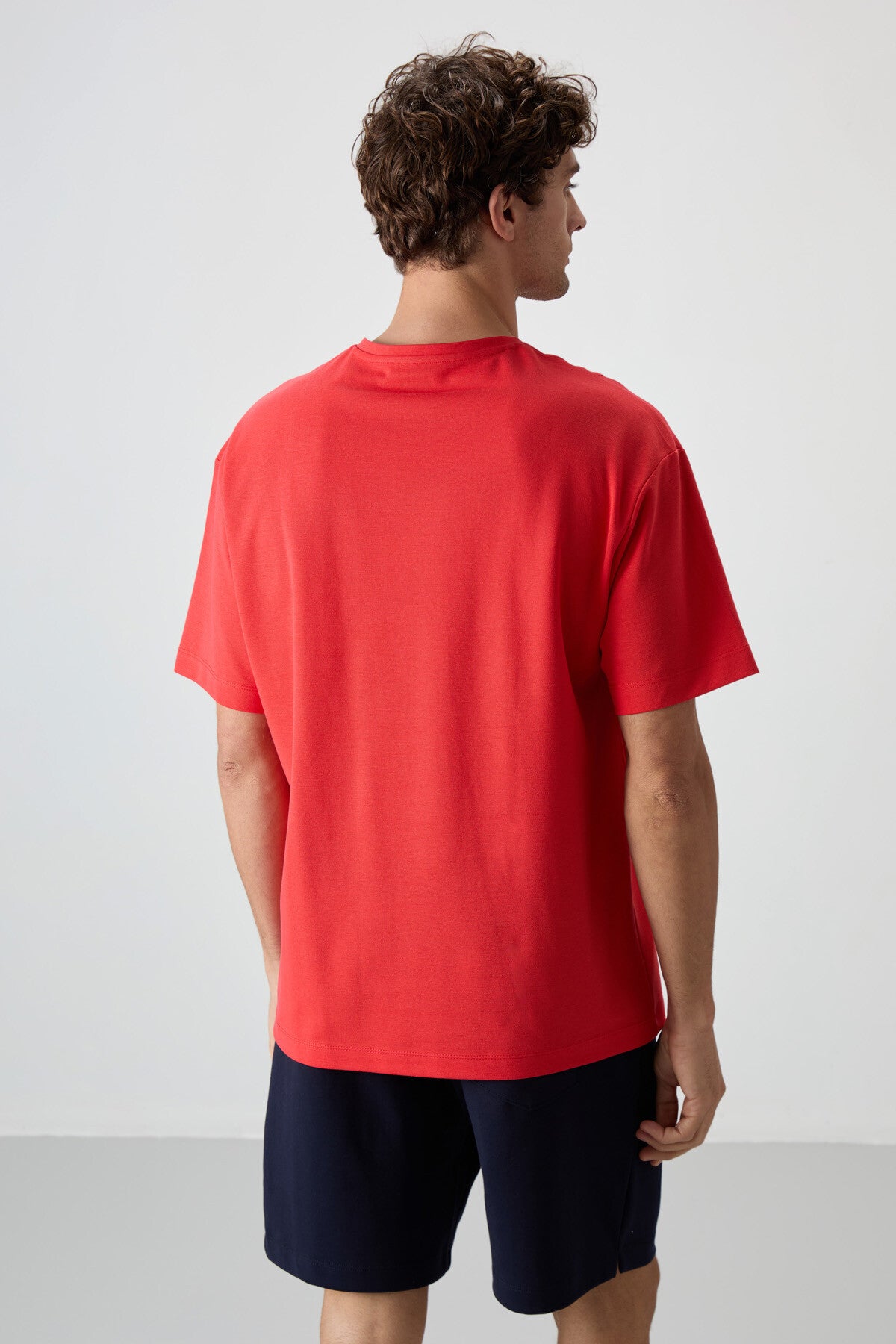 Fiesta Pamuklu Kalın Yüzeyi Dokulu Oversize Fit Baskılı Erkek T-Shirt - 88372