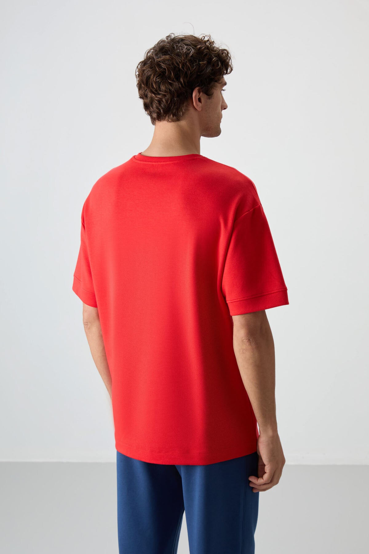 Fiesta-Parlament Pamuklu Kalın Yumuşak Dokulu Oversize Fit Baskılı Erkek T-Shirt - 88320