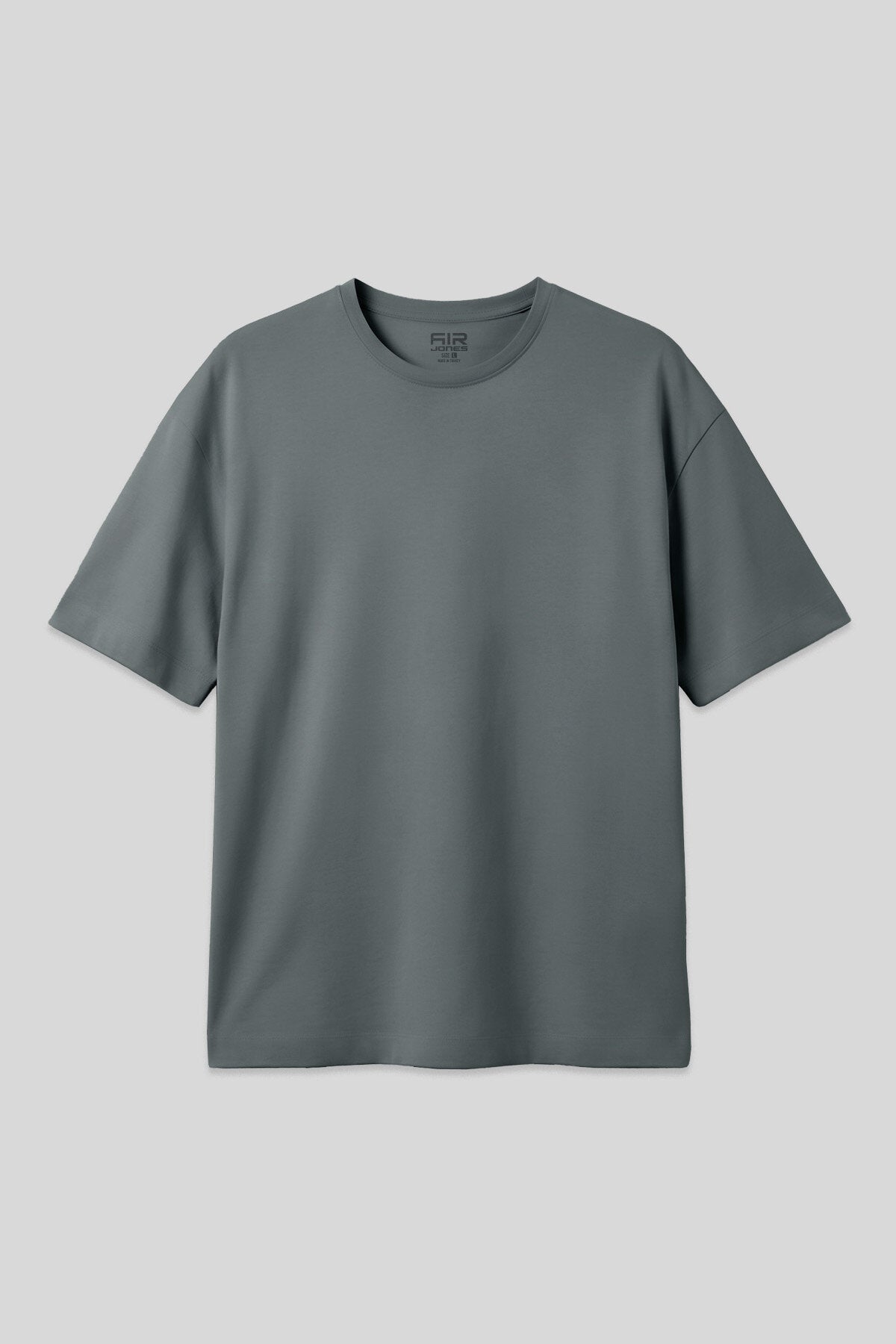Haki Pamuklu Kalın Yumuşak Dokulu Oversize Fit Basic Erkek T-Shirt - 88377