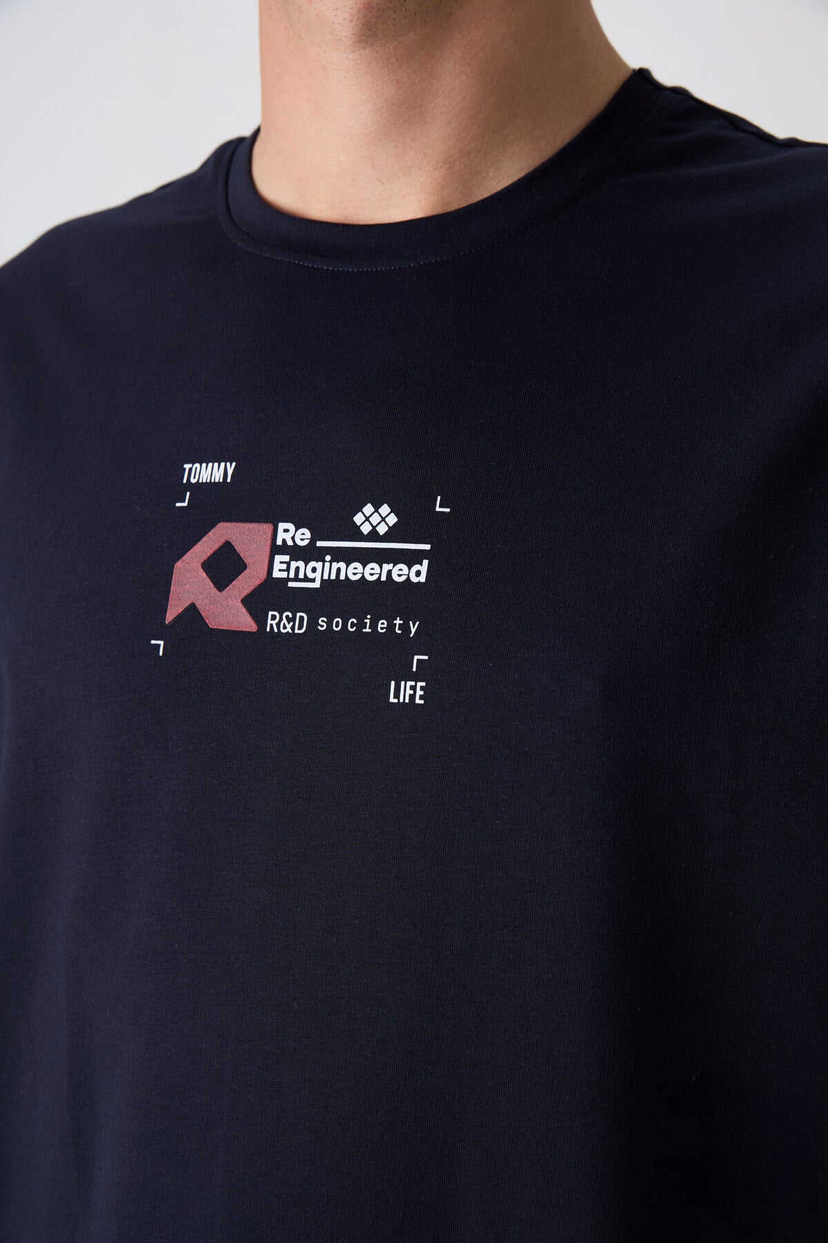 Lacivert Pamuklu Kalın Yumuşak Dokulu Oversize Fit Baskılı Erkek T-Shirt - 88350