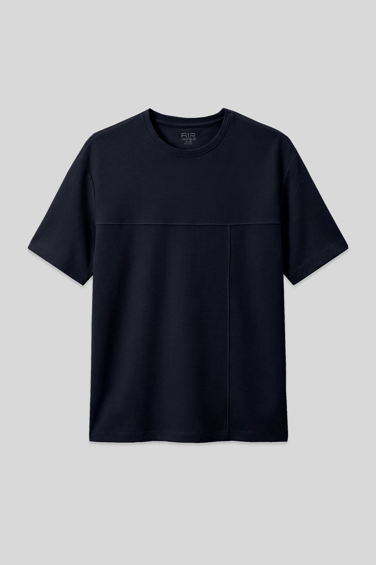 Lacivert Waffle İnterlok Yüzeyi Dokulu Oversize Fit Basic Erkek T-Shirt - 88380
