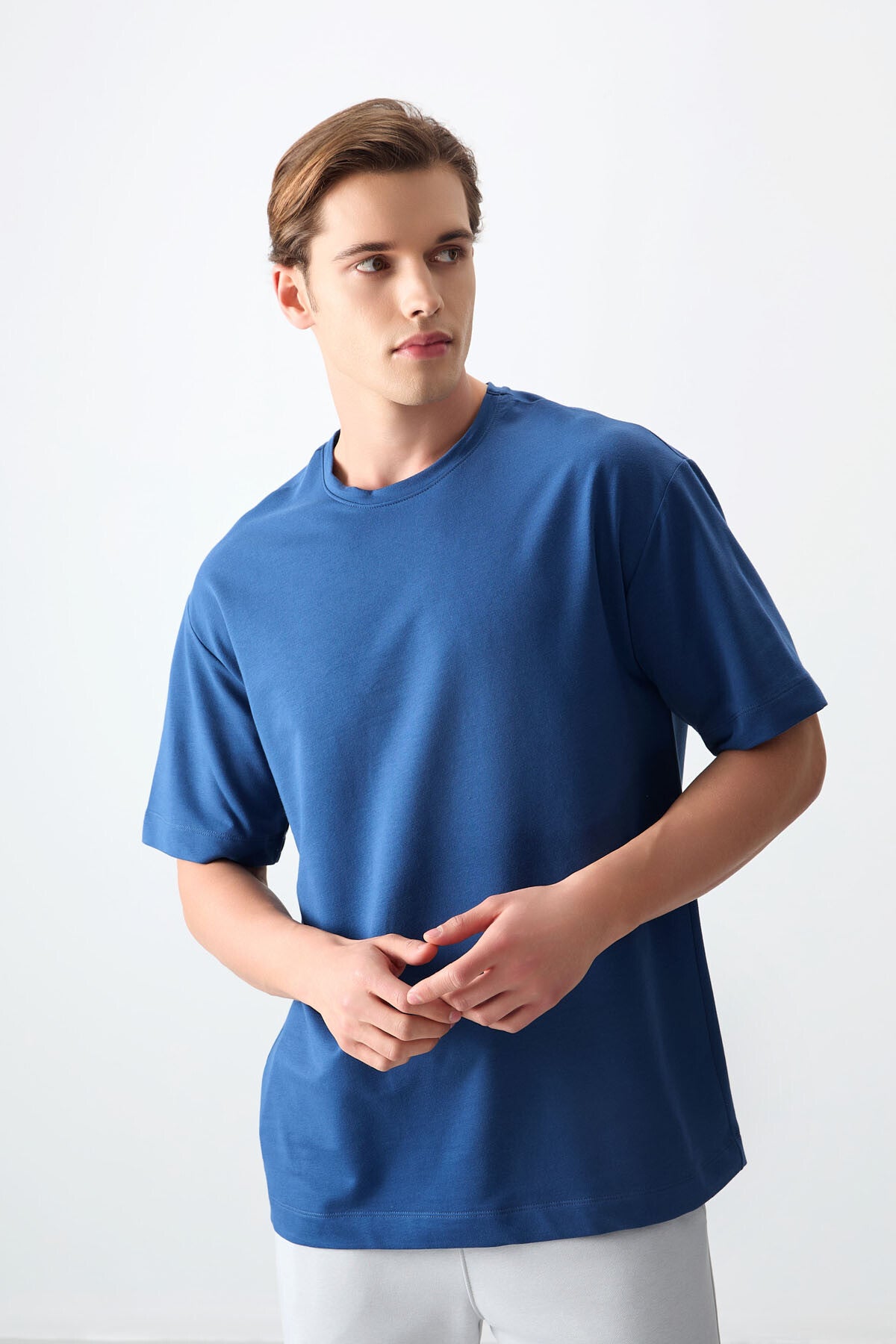 Parlament Pamuklu Kalın Yumuşak Dokulu Oversize Fit Basic Erkek T-Shirt - 88377