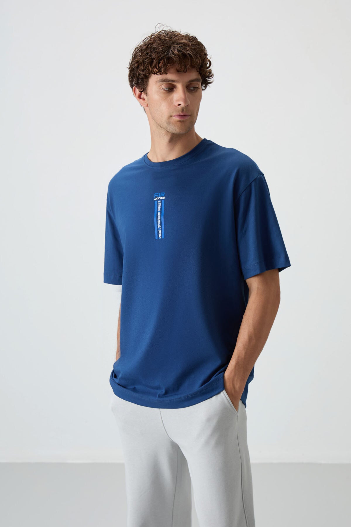 Parlament %100 Pamuk Kalın Yumuşak Dokulu Oversize Fit Baskılı Erkek T-Shirt - 88360