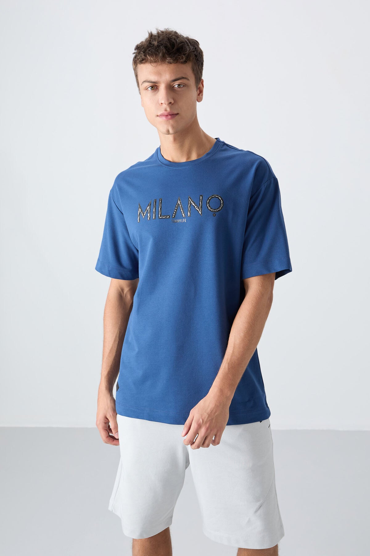 Parlament Pamuklu Kalın Yumuşak Dokulu Oversize Fit Baskılı Erkek T-Shirt - 88345