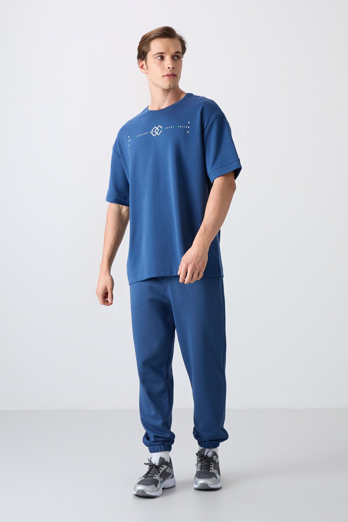 Parlament Pamuklu Kalın Yumuşak Dokulu Oversize Fit Baskılı Erkek T-Shirt - 88323