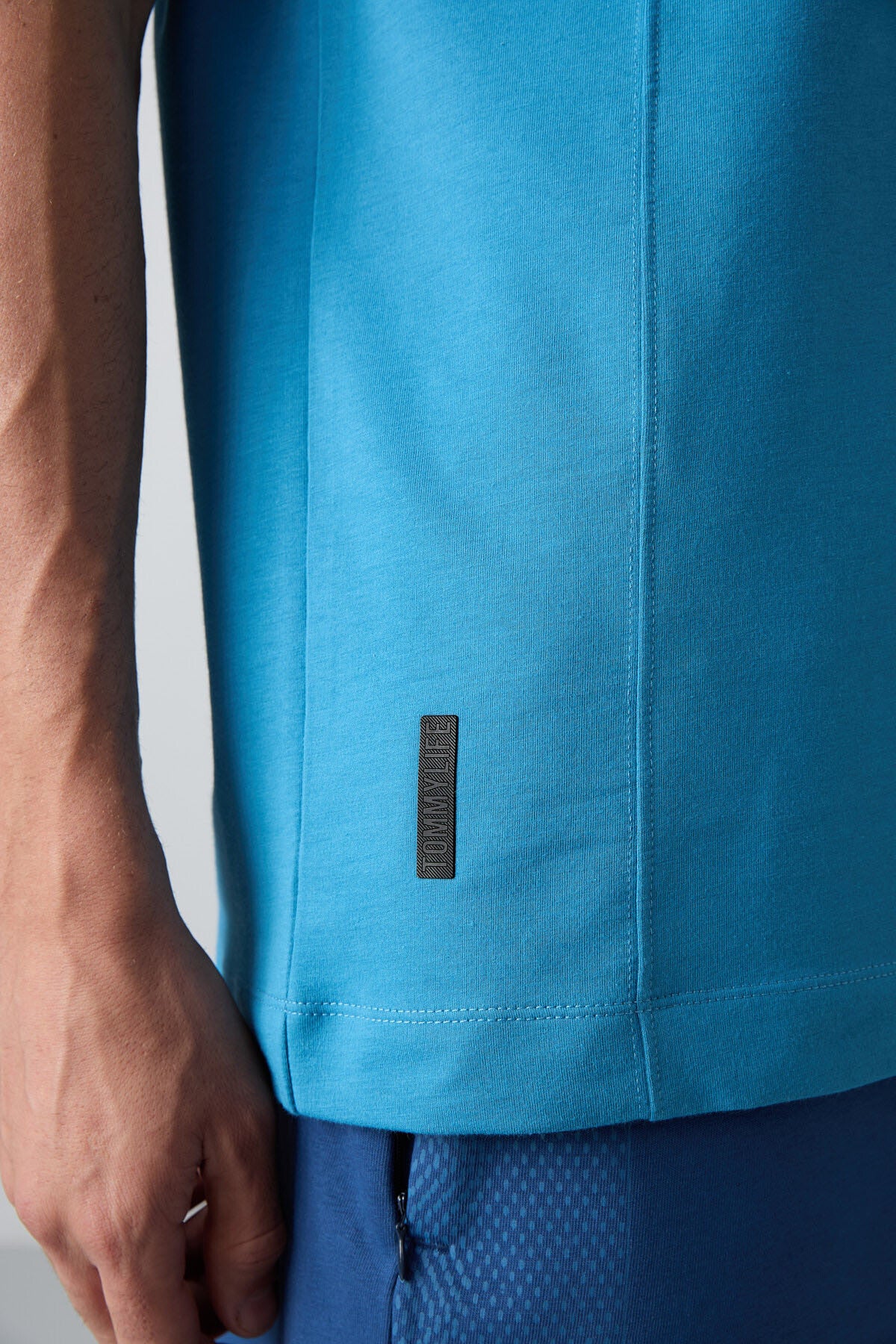 Petrol Mavi Pamuklu Kalın Yumuşak Dokulu Oversize Fit Basic Erkek T-Shirt - 88349