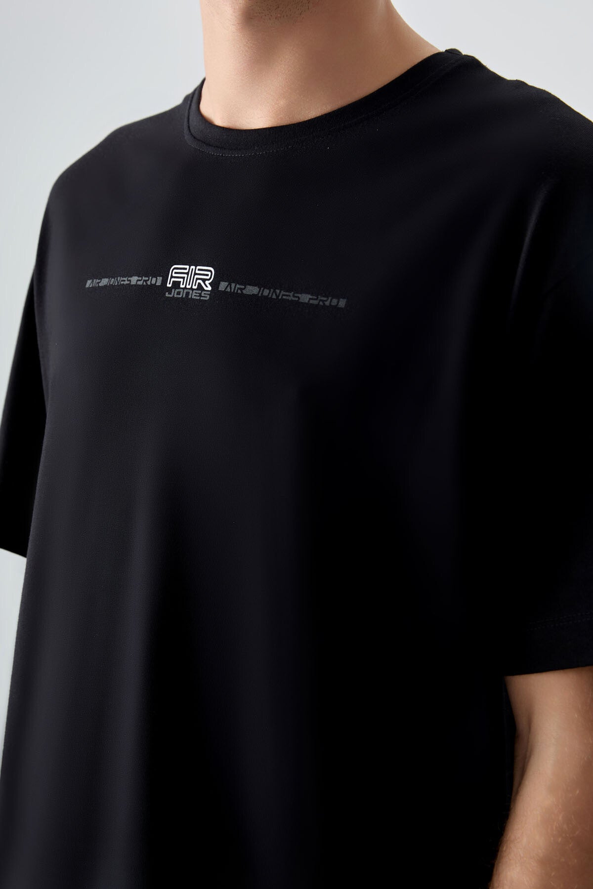 Siyah %100 Pamuk Kalın Yumuşak Dokulu Oversize Fit Baskılı Erkek T-Shirt - 88357