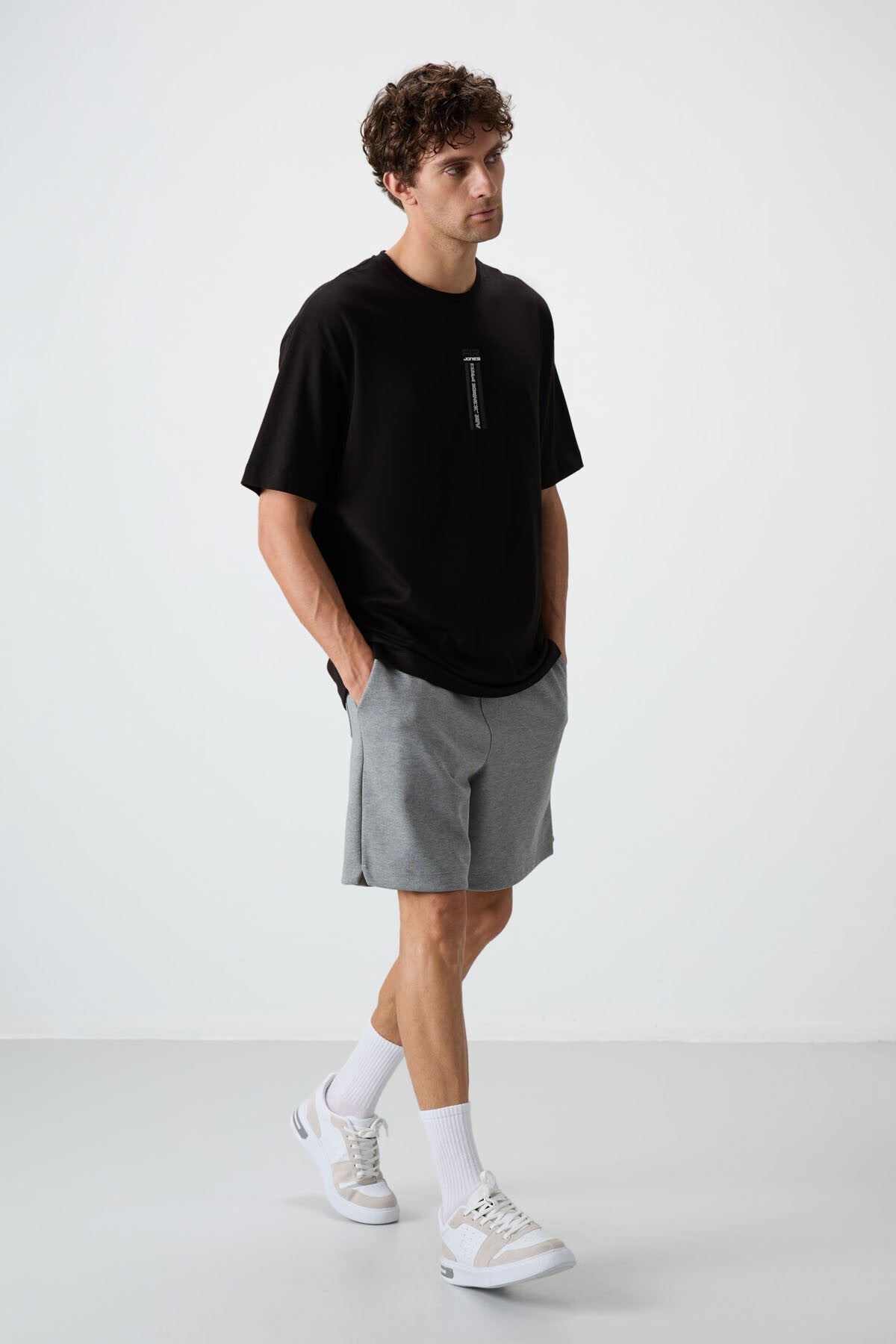 Siyah %100 Pamuk Kalın Yumuşak Dokulu Oversize Fit Baskılı Erkek T-Shirt - 88360