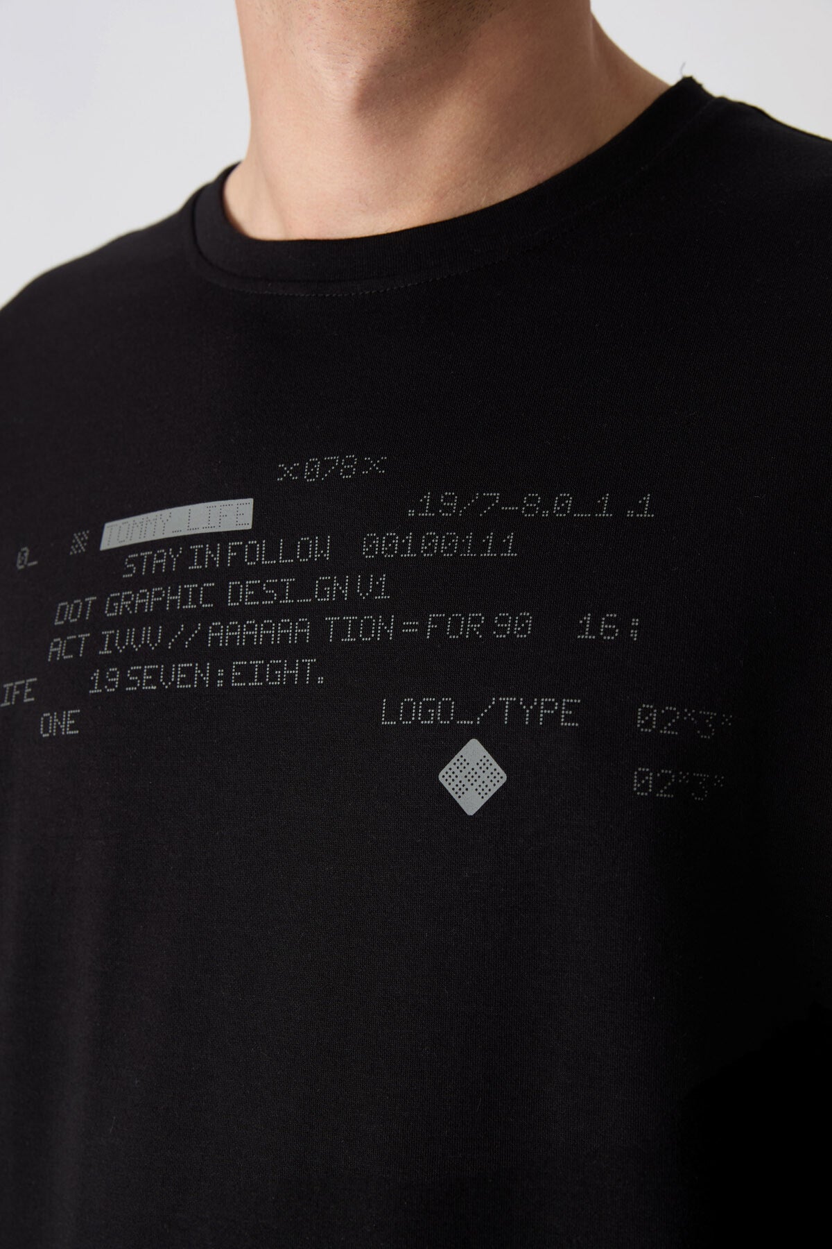 Siyah Pamuklu Kalın Yumuşak Dokulu Oversize Fit Baskılı Erkek T-Shirt - 88326