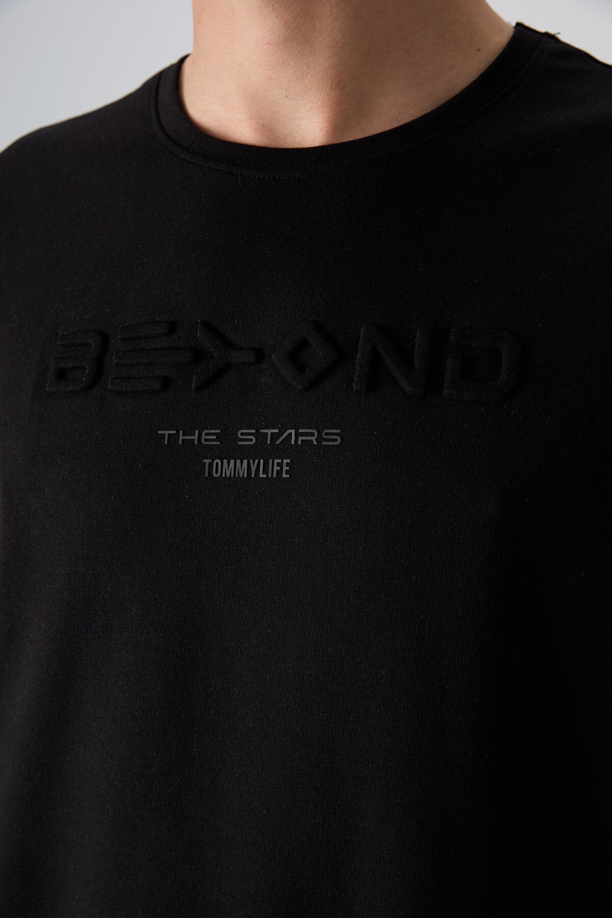 Siyah Pamuklu Kalın Yumuşak Dokulu Oversize Fit Baskılı Erkek T-Shirt - 88328