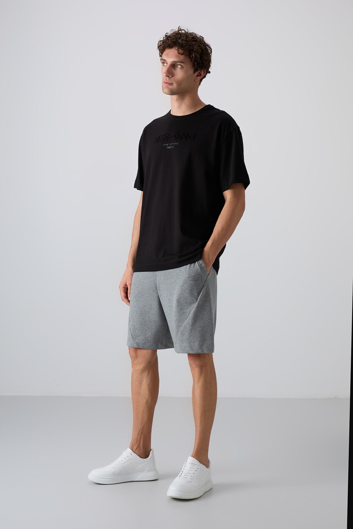 Siyah Pamuklu Kalın Yumuşak Dokulu Oversize Fit Baskılı Erkek T-Shirt - 88328