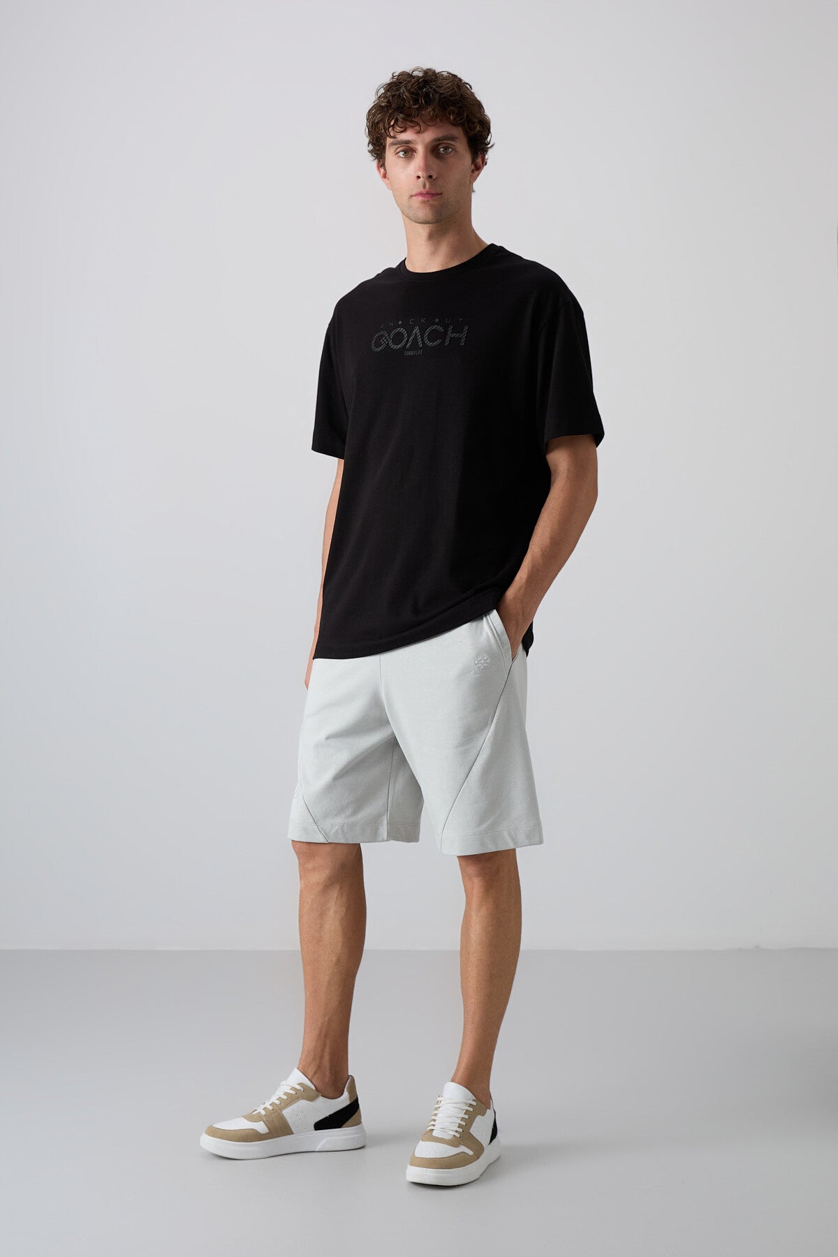 Siyah Pamuklu Kalın Yumuşak Dokulu Oversize Fit Baskılı Erkek T-Shirt - 88329