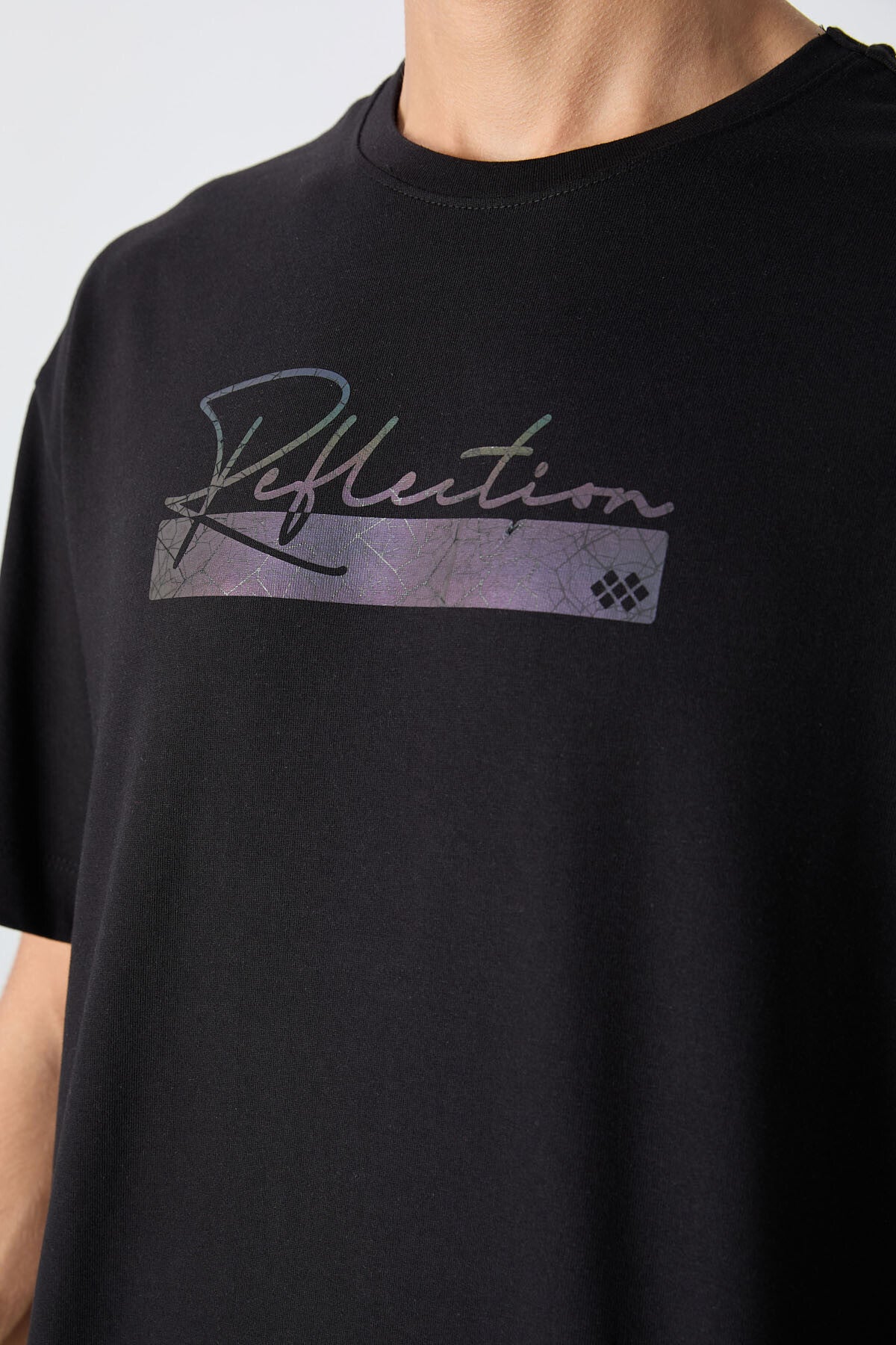 Siyah Pamuklu Kalın Yumuşak Dokulu Oversize Fit Baskılı Erkek T-Shirt - 88334