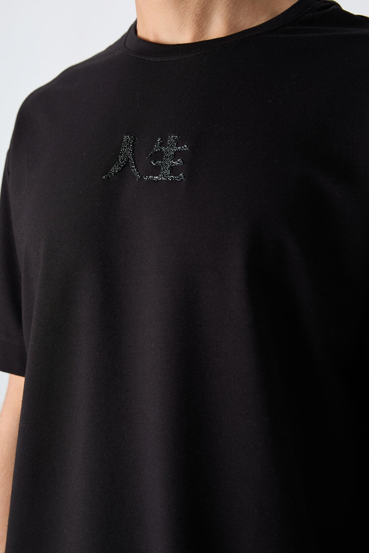 Siyah Pamuklu Kalın Yumuşak Dokulu Oversize Fit Baskılı Erkek T-Shirt - 88342