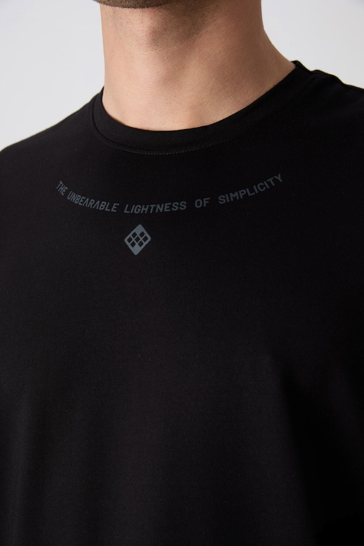 Siyah Pamuklu Kalın Yumuşak Dokulu Oversize Fit Baskılı Erkek T-Shirt - 88343