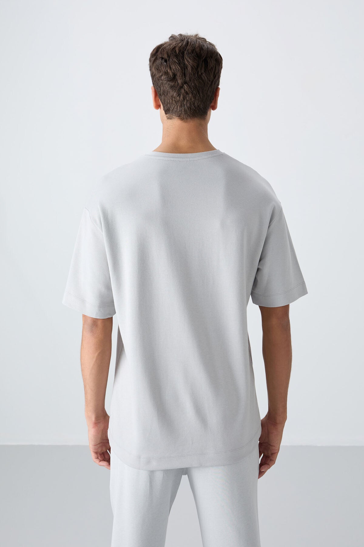 Taş Pamuklu Kalın Yumuşak Dokulu Oversize Fit Baskılı Erkek T-Shirt - 88326