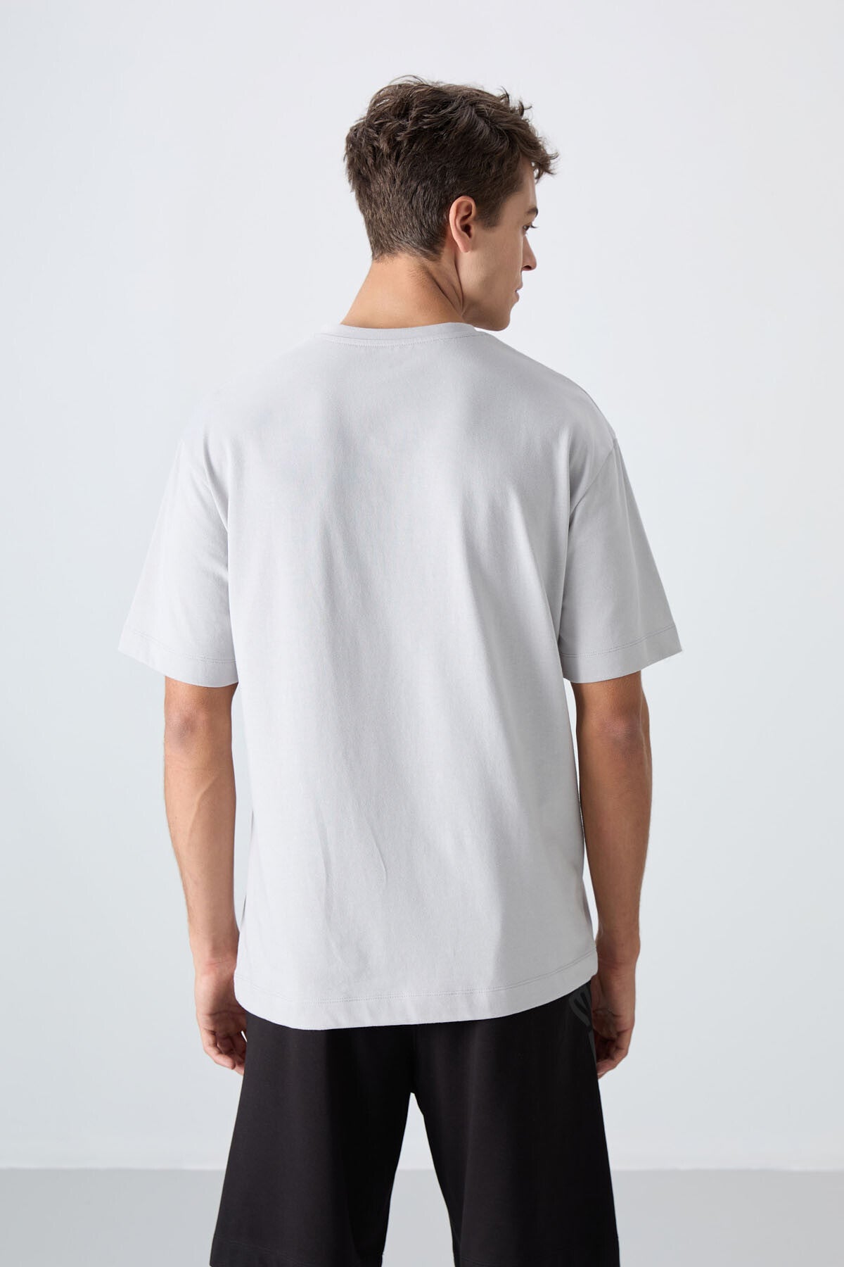 Taş Pamuklu Kalın Yumuşak Dokulu Oversize Fit Baskılı Erkek T-Shirt - 88331