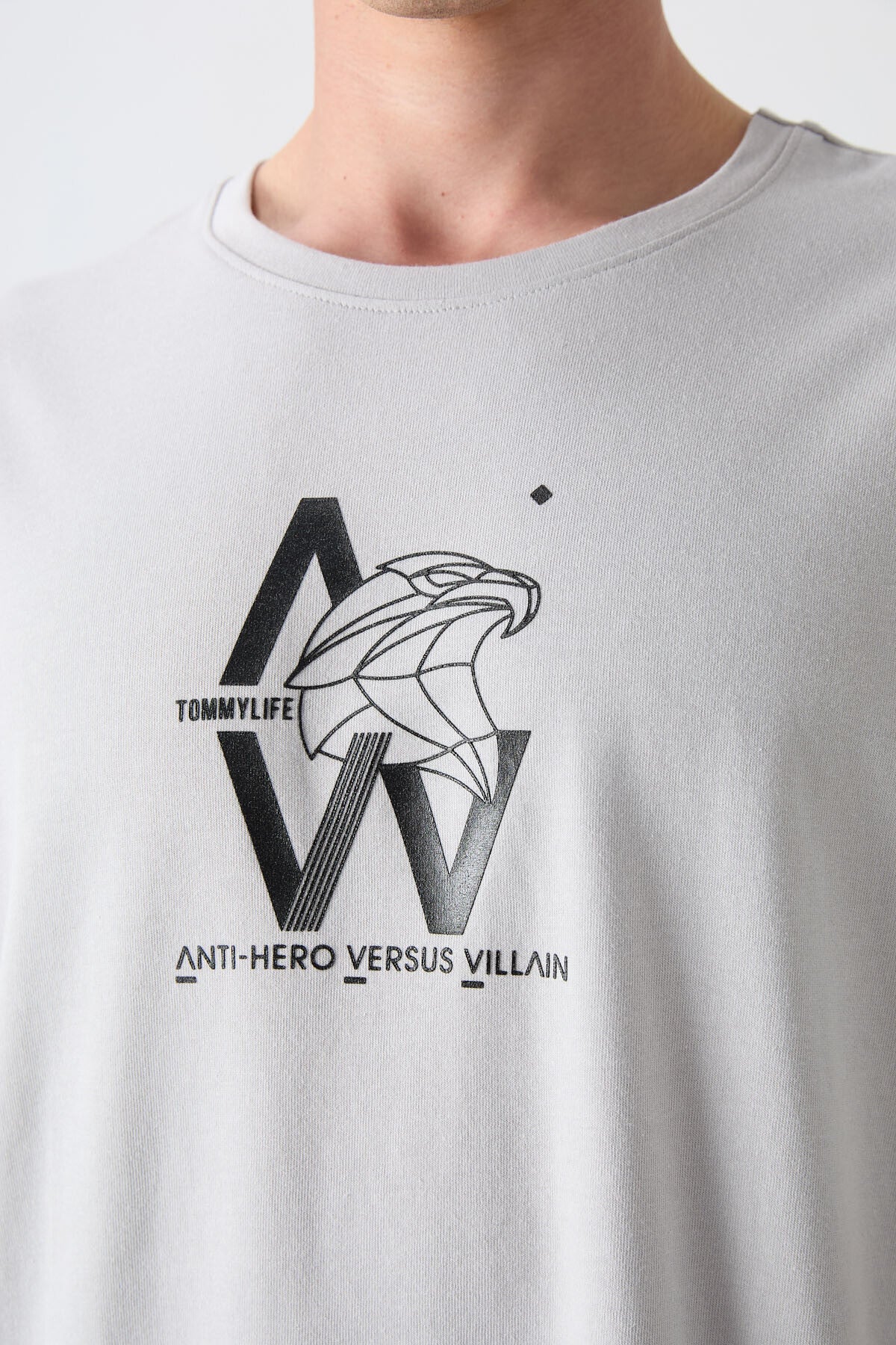 Taş Pamuklu Kalın Yumuşak Dokulu Oversize Fit Baskılı Erkek T-Shirt - 88332