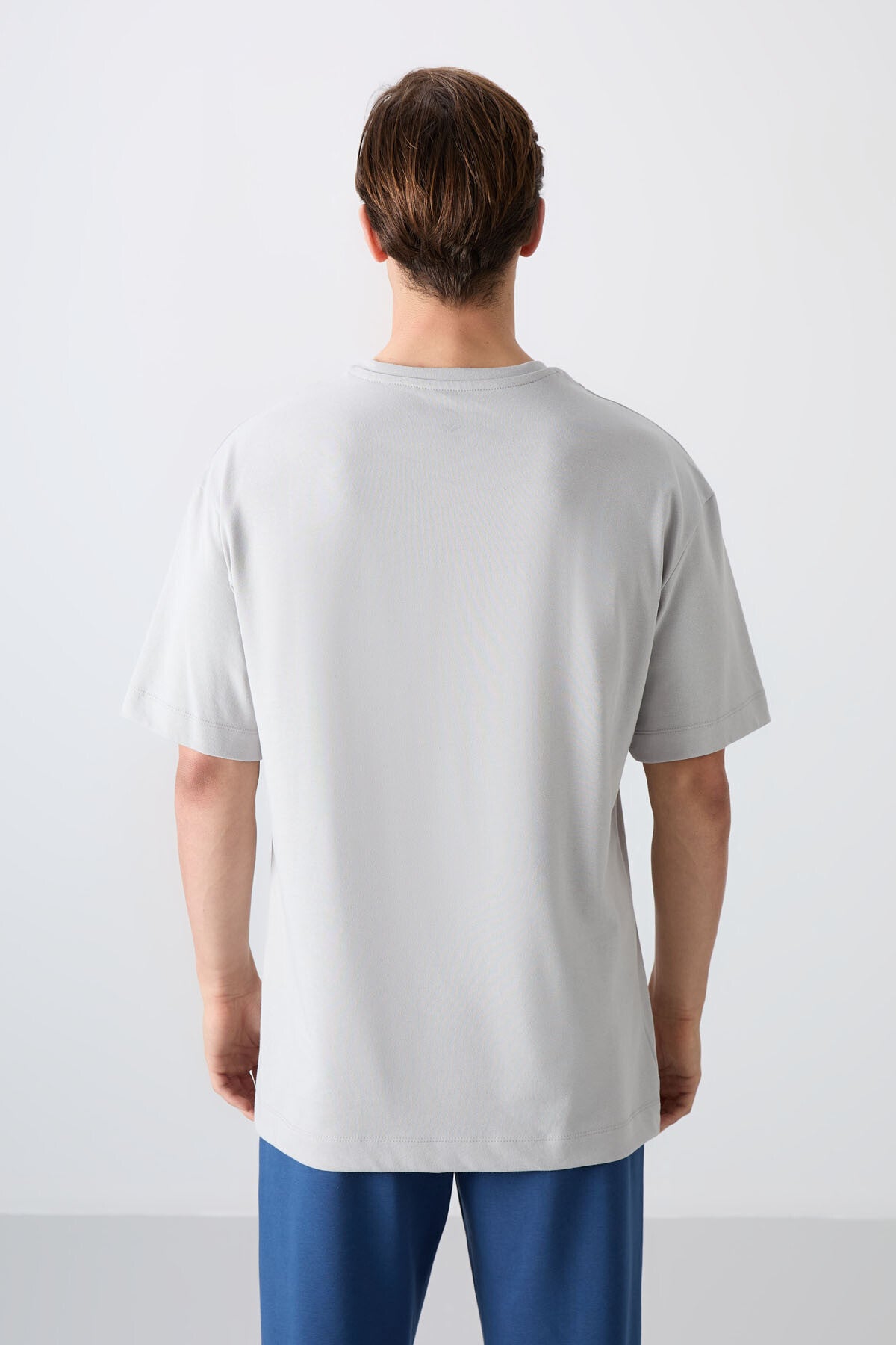 Taş Pamuklu Kalın Yumuşak Dokulu Oversize Fit Baskılı Erkek T-Shirt - 88334