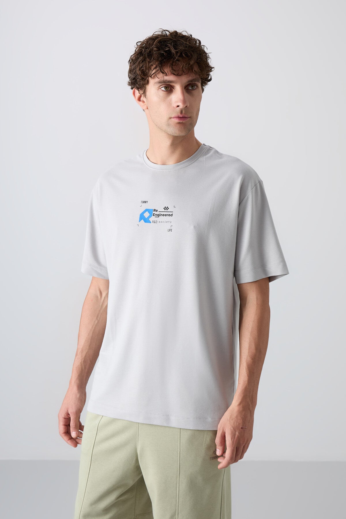 Taş Pamuklu Kalın Yumuşak Dokulu Oversize Fit Baskılı Erkek T-Shirt - 88350