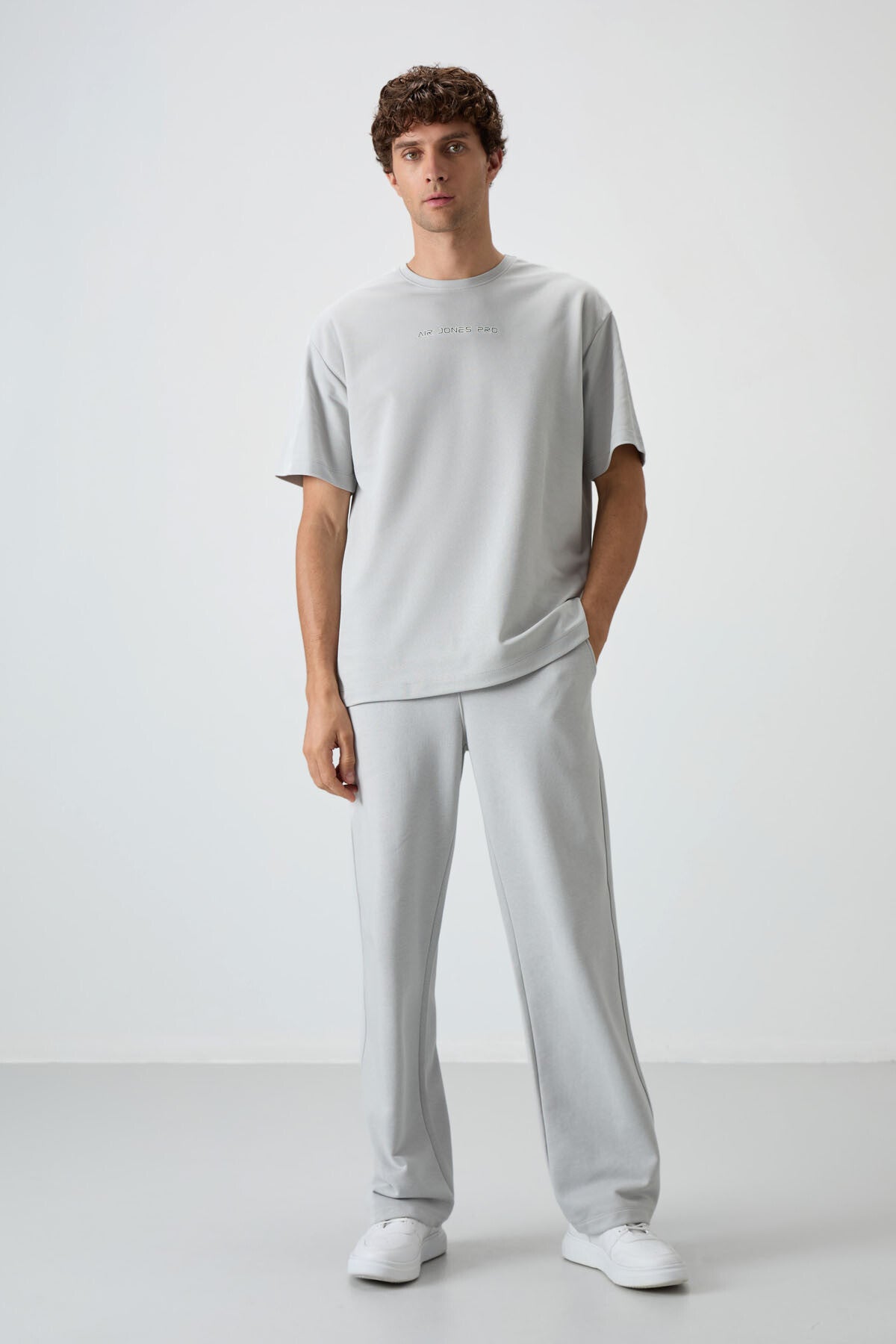 Taş Pamuklu Kalın Yüzeyi Dokulu Oversize Fit Baskılı Erkek T-Shirt - 88364