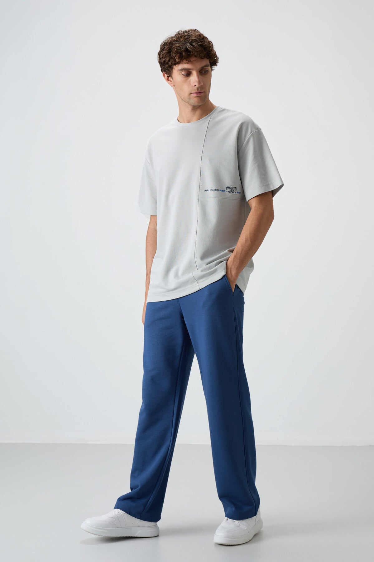 Taş Pamuklu Kalın Yüzeyi Dokulu Oversize Fit Baskılı Erkek T-Shirt - 88370