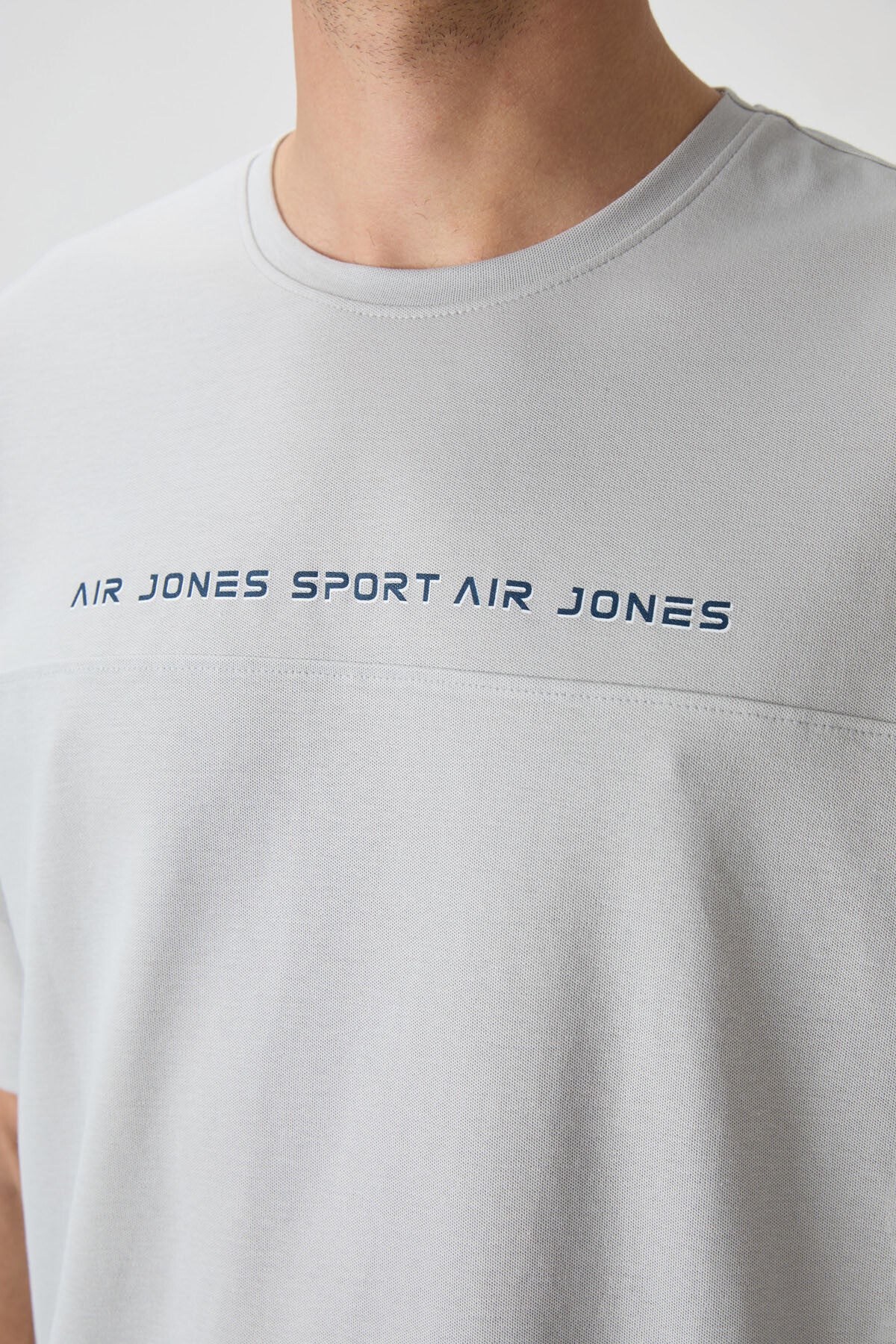 Taş Pamuklu Kalın Yüzeyi Dokulu Oversize Fit Baskılı Erkek T-Shirt - 88371