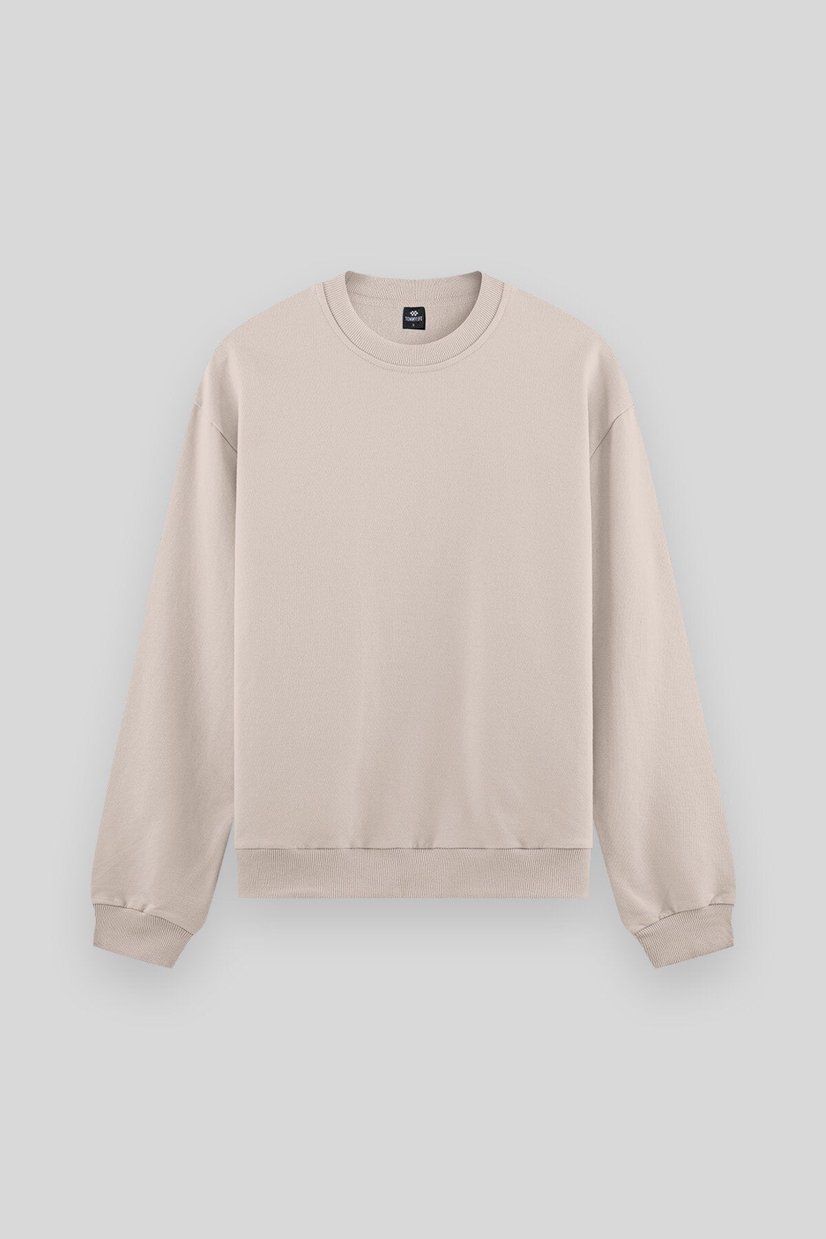 Bej Basic O Yaka Rahat Form Erkek Sweatshirt - 88053