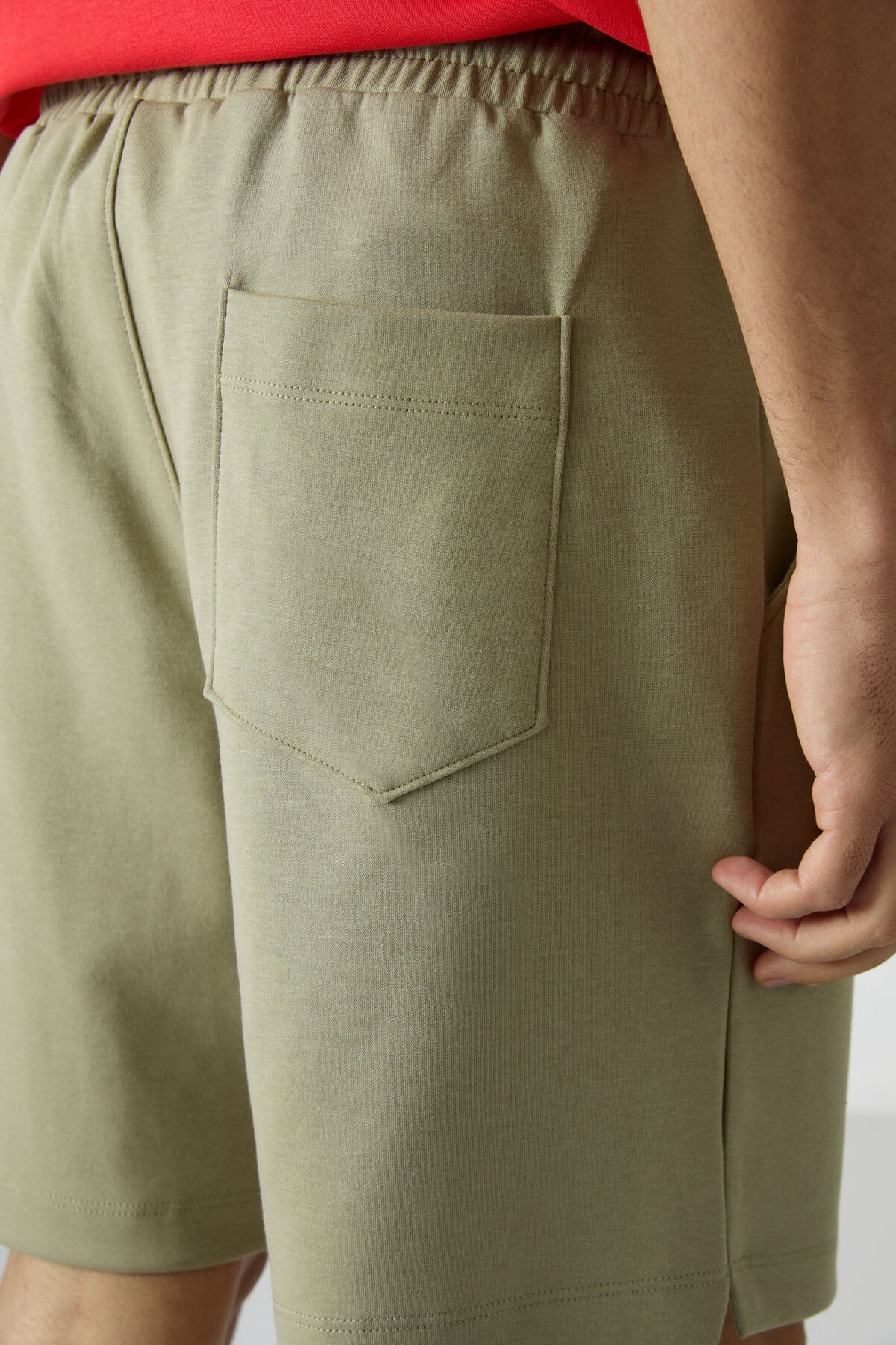 Açık Çağla Pamuklu Kalın Yumuşak Dokulu Comfort Fit Basic Erkek Şort - 81274