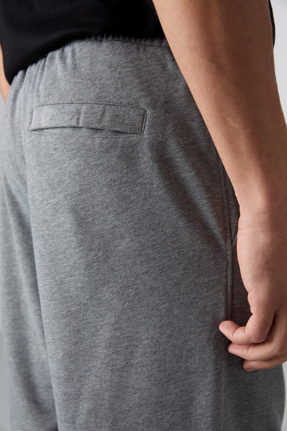 Gri Melanj Pamuklu Kalın Yumuşak Dokulu Comfort Fit Basic Erkek Şort - 81261