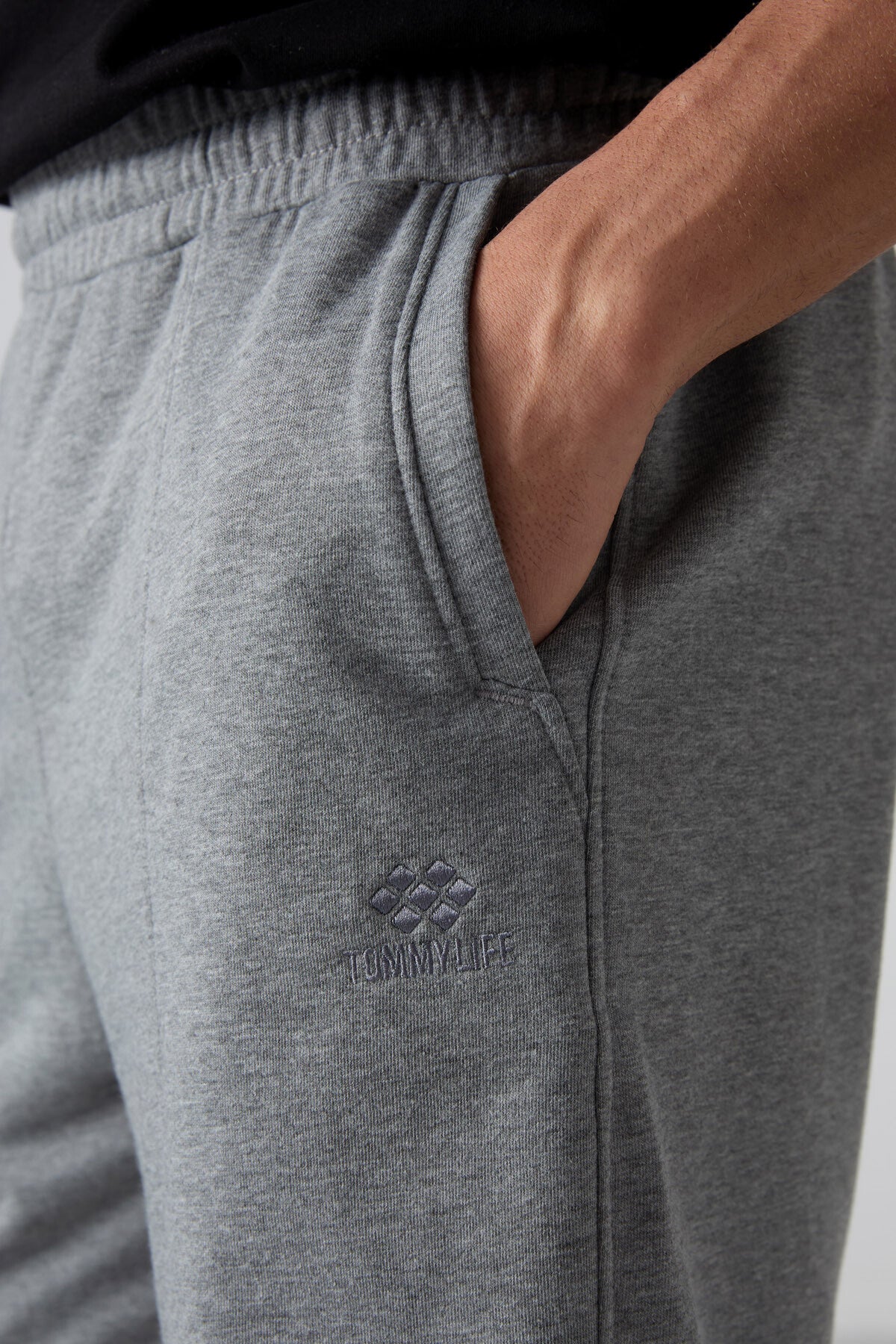 Gri Melanj Pamuklu Kalın Yumuşak Dokulu Comfort Fit Basic Erkek Şort - 81261