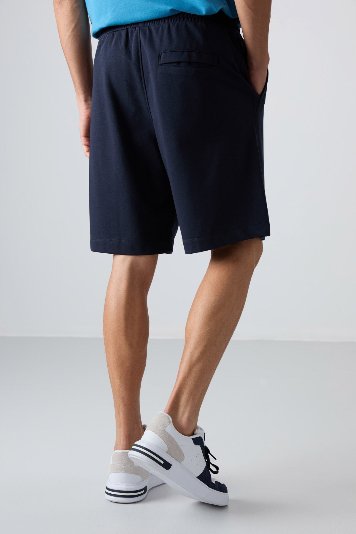 Lacivert Pamuklu Kalın Yumuşak Dokulu Comfort Fit Basic Erkek Şort - 81261