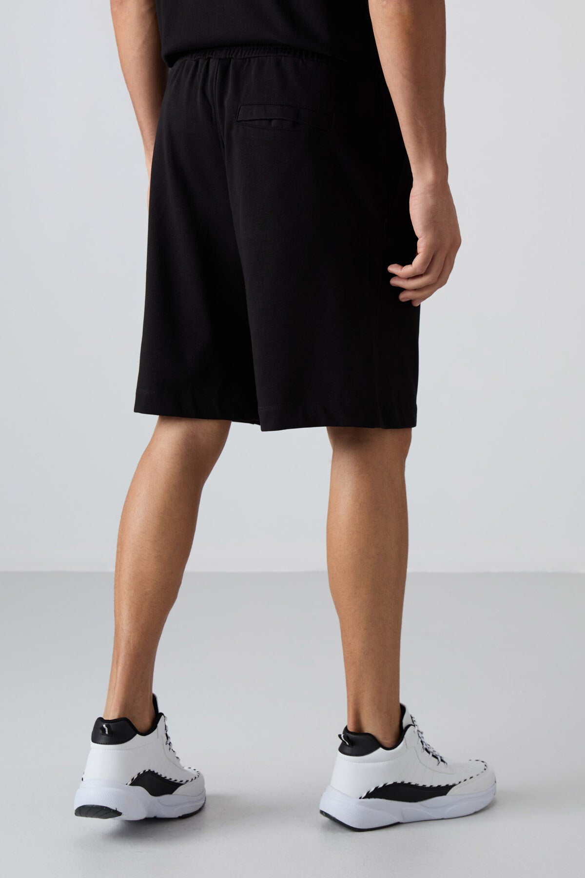 Siyah Pamuklu Kalın Yumuşak Dokulu Comfort Fit Basic Erkek Şort - 81261