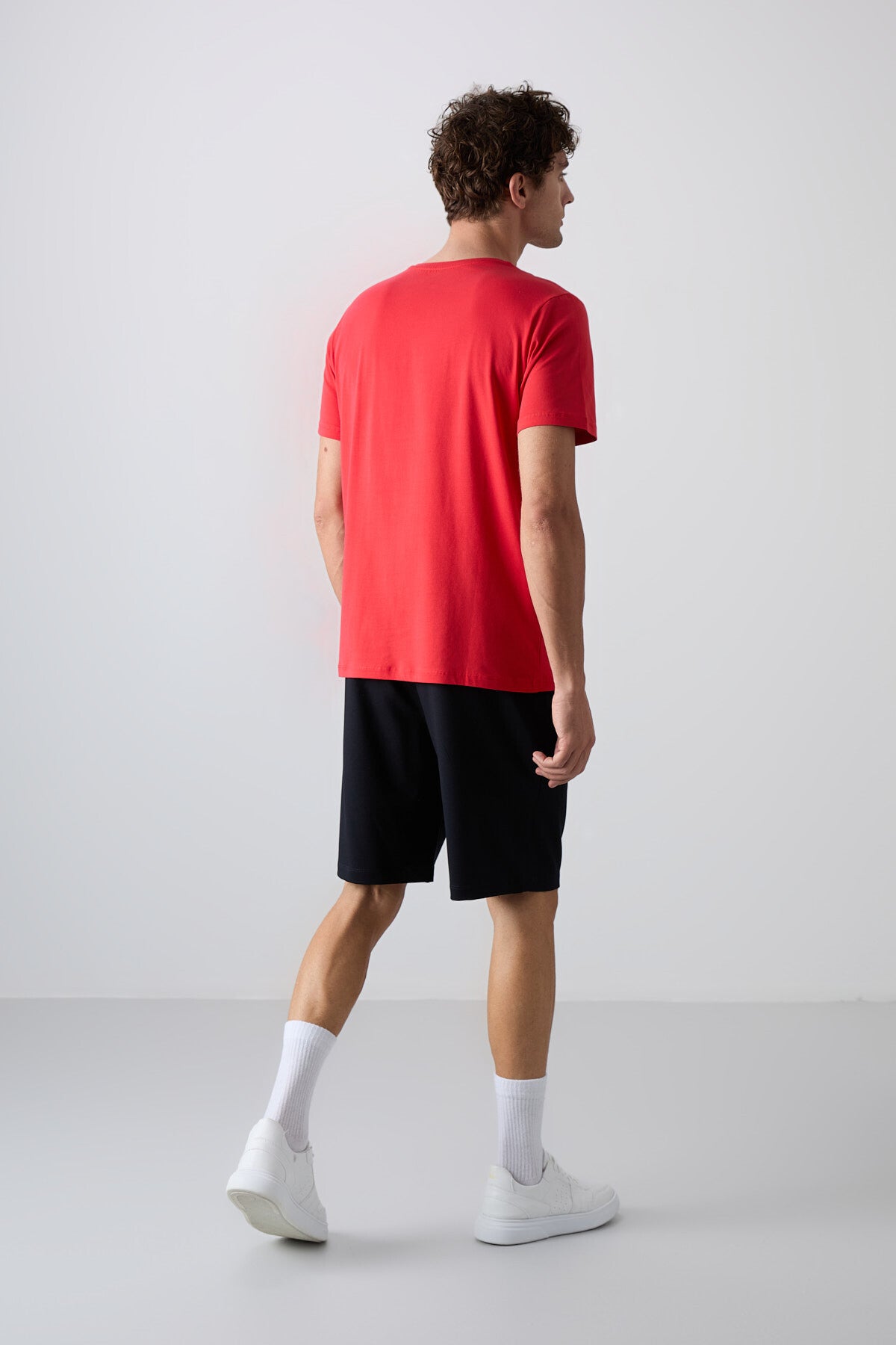 Fiesta - Lacivert Pamuklu Yumuşak Dokulu Standart Fit Baskılı Erkek Şortlu Takım - 85243