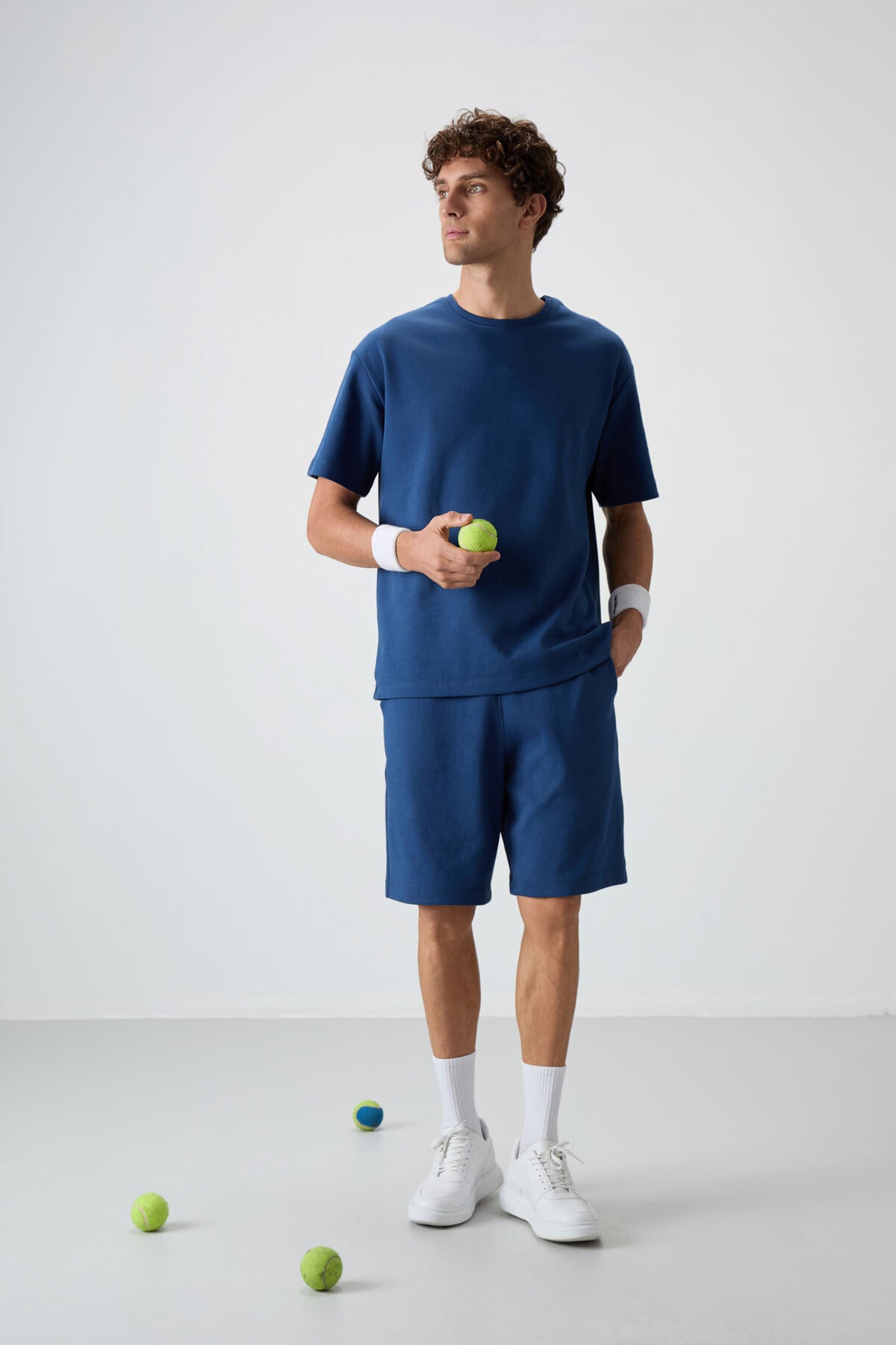 Parlament Pamuklu Kalın Yumuşak Dokulu Oversize Fit Basic Erkek Şort Takım - 85249