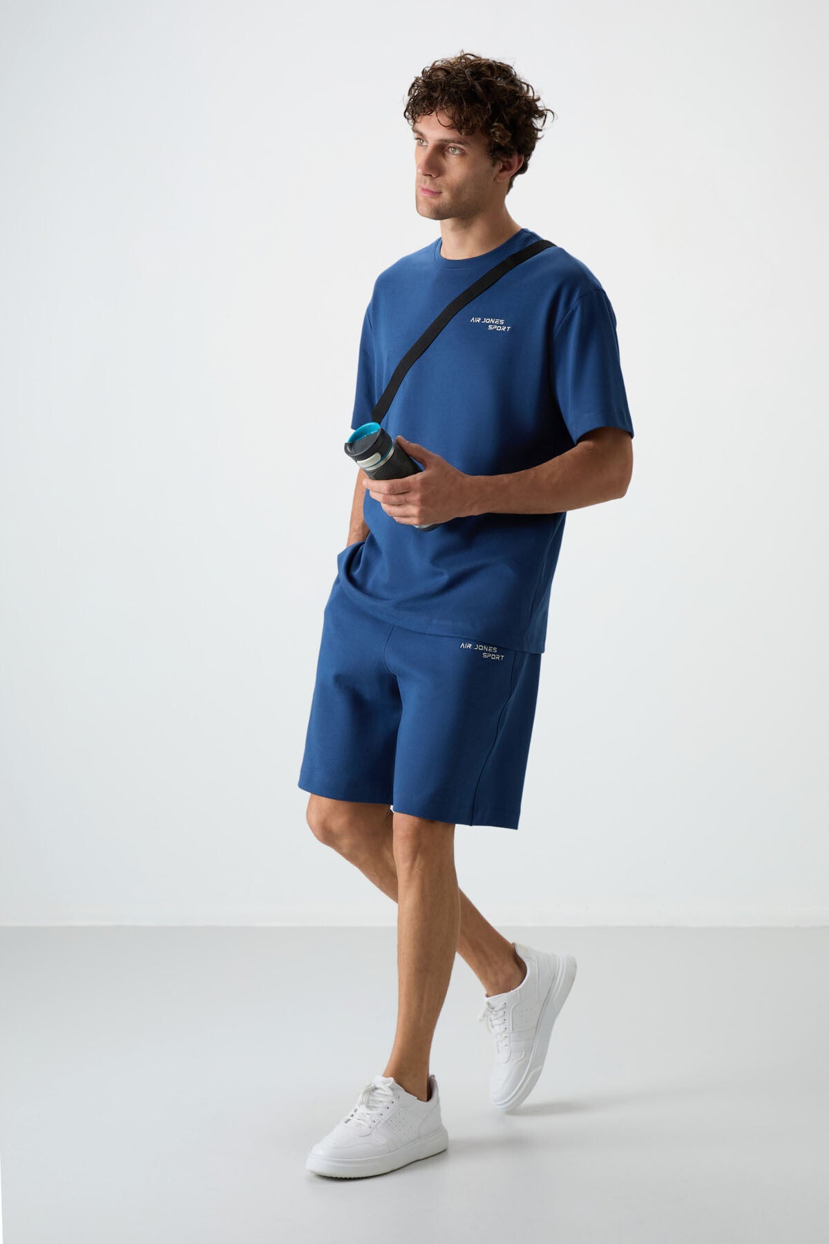 Parlament Pamuklu Kalın Yumuşak Dokulu Oversize Fit Nakışlı Erkek Şort Takım - 85250