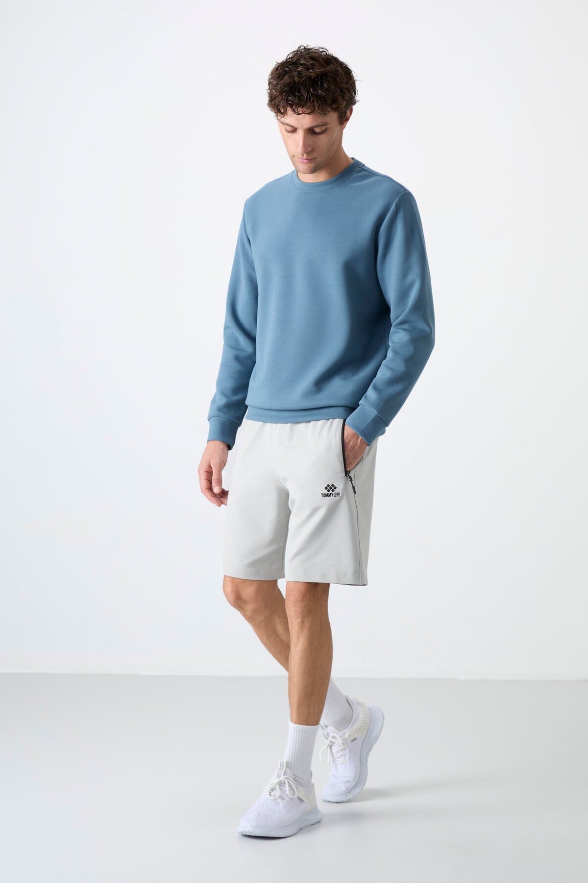 Taş Gizli Fermuar Arka Cepli Bağcıklı Standart Kalıp Erkek Şort - 81136