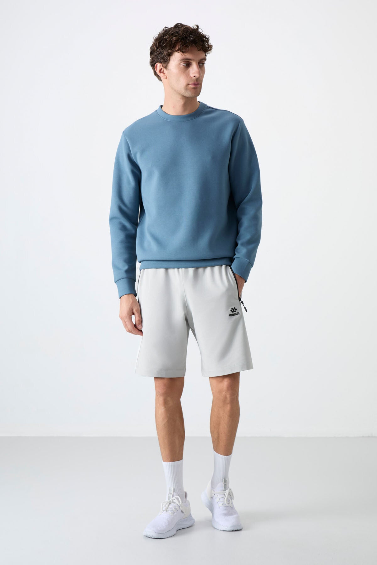 Taş Gizli Fermuar Arka Cepli Bağcıklı Standart Kalıp Erkek Şort - 81136