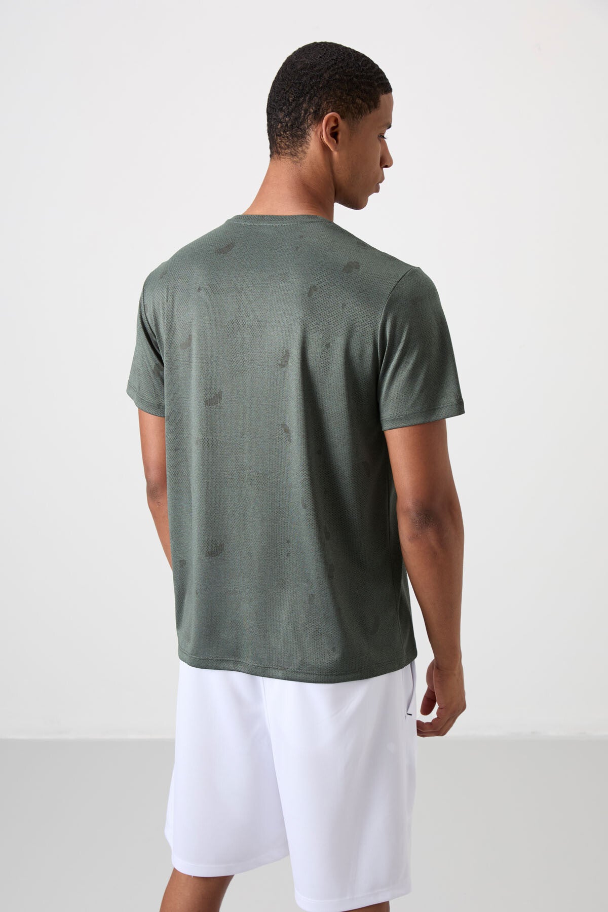 Haki Nefes Alan Jakarlı İnce Esnek Standart Fit Erkek Performans T-Shirt - 88397