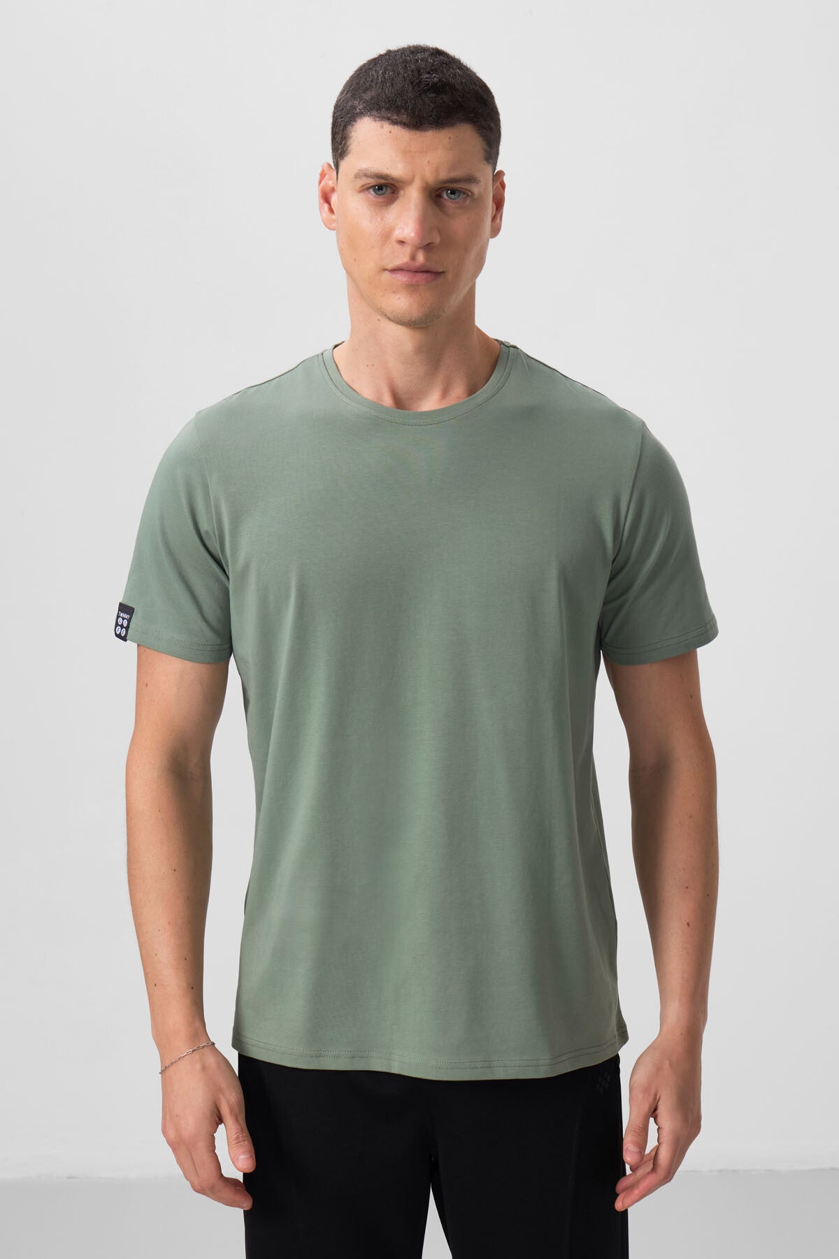 Açık Yeşil Erkek Basic Kısa Kol Standart Kalıp O Yaka T-shirt - 87911